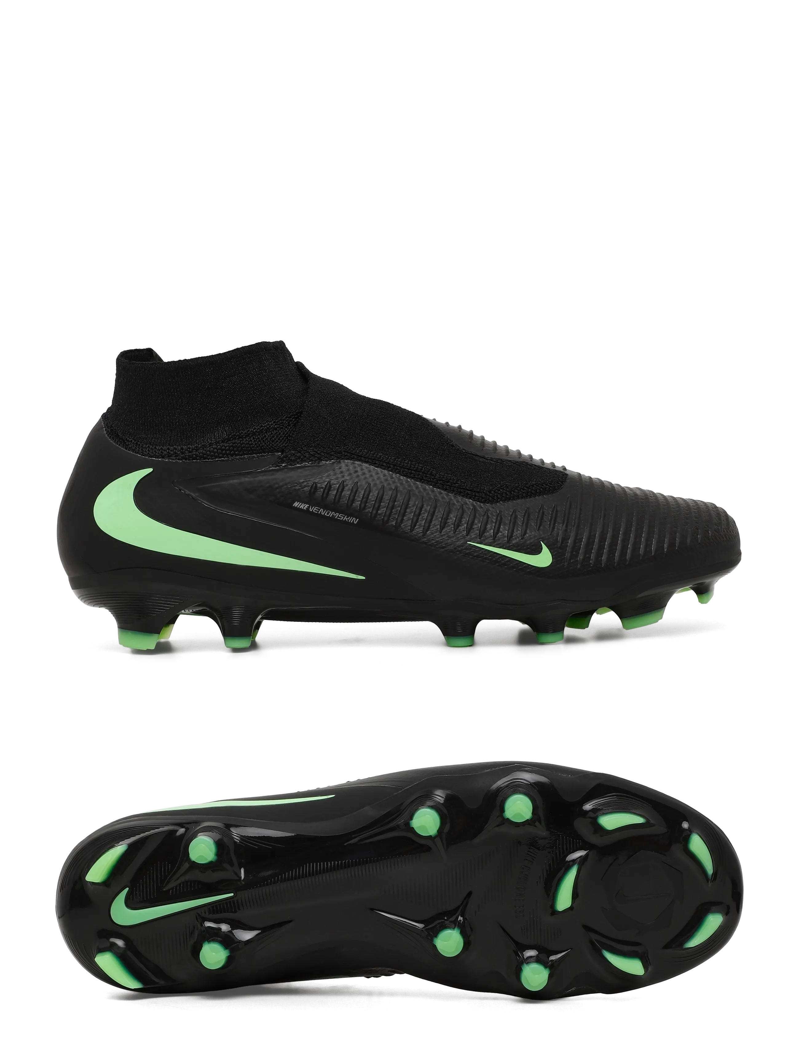 Nike PHANTOM 6 HIGH PRO FG - Football boots - BLACK/ILLUSION GREEN-BLACK / black