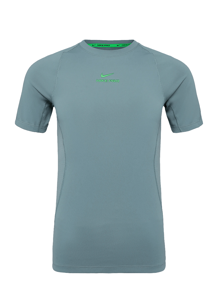 Nike - Nike Pro Training Top - oberteile & t-shirts - mineral slate/green strike - 0