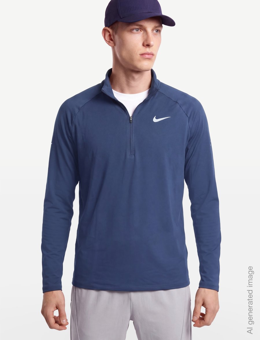Nike - Nike Dri Fit Stride Half Zip Midlayer - fleece & midlayer - midnight navy/reflective silv - 3