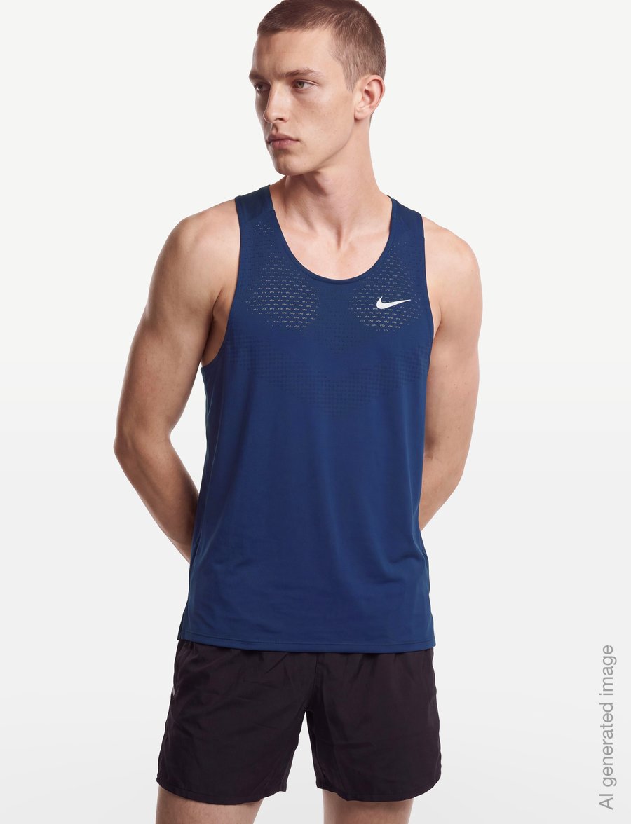 Nike - M NK DFADV STRIDE TANK - tank tops - midnight navy/reflective silv - 3