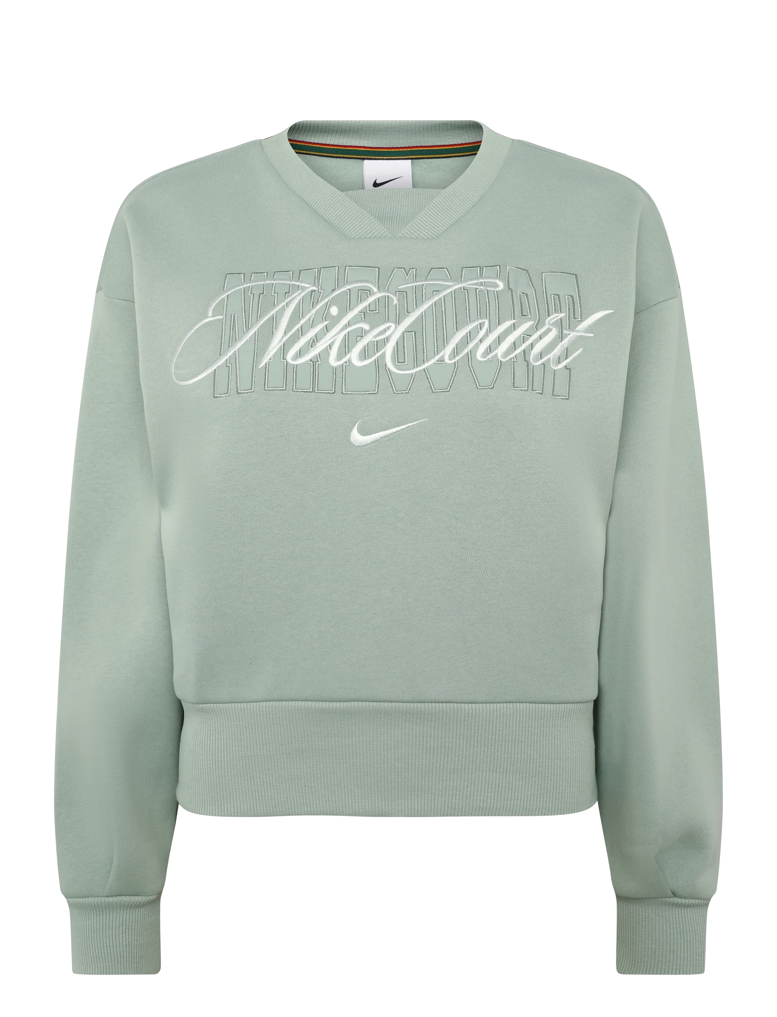 Nike W NKCT CRT CLTN FLC CREW - Överdelar - STEAM/BARELY GREEN / green