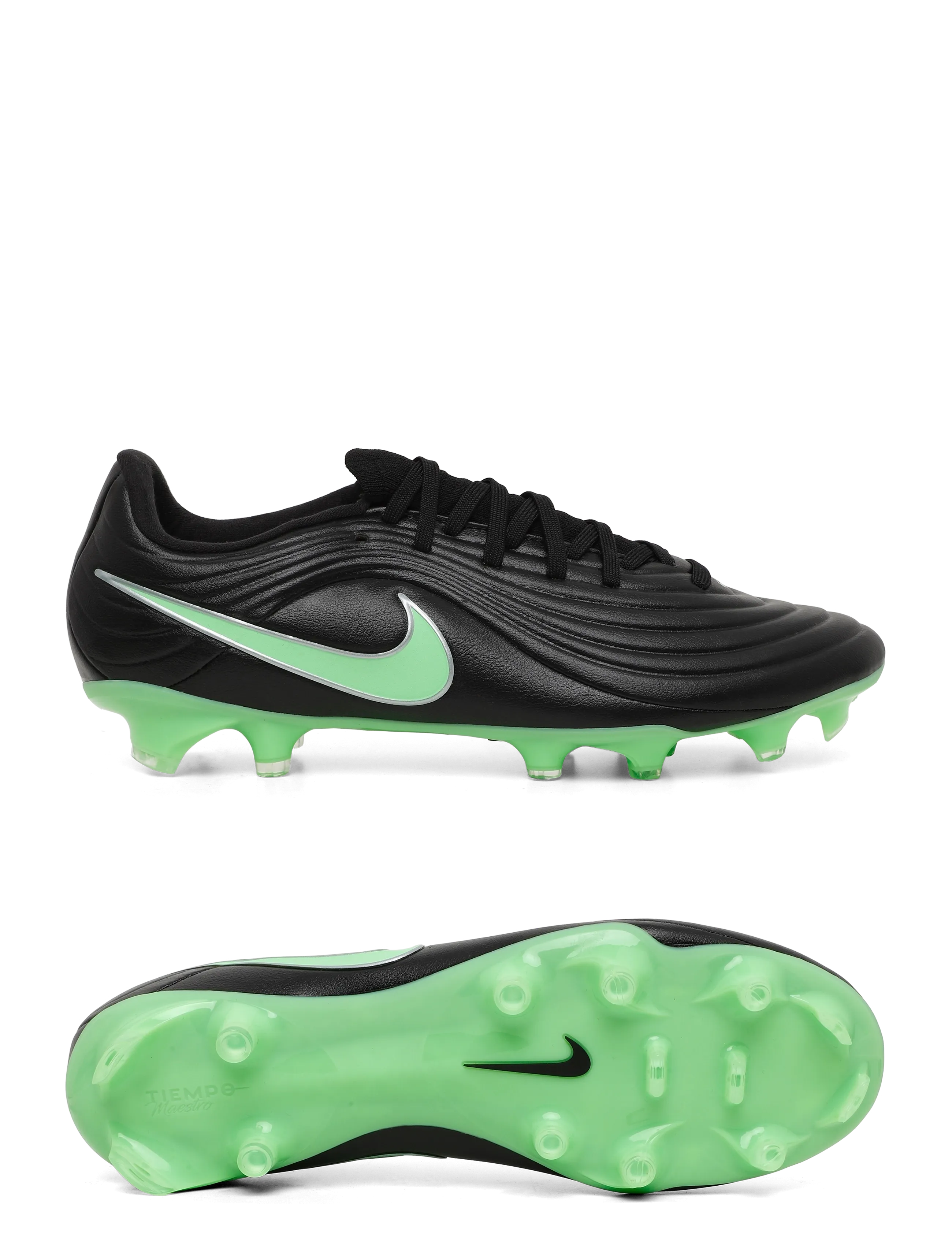 Nike TIEMPO MAESTRO ACADEMY FG/MG - Football boots - BLACK/ILLUSION GREEN-BLACK / black