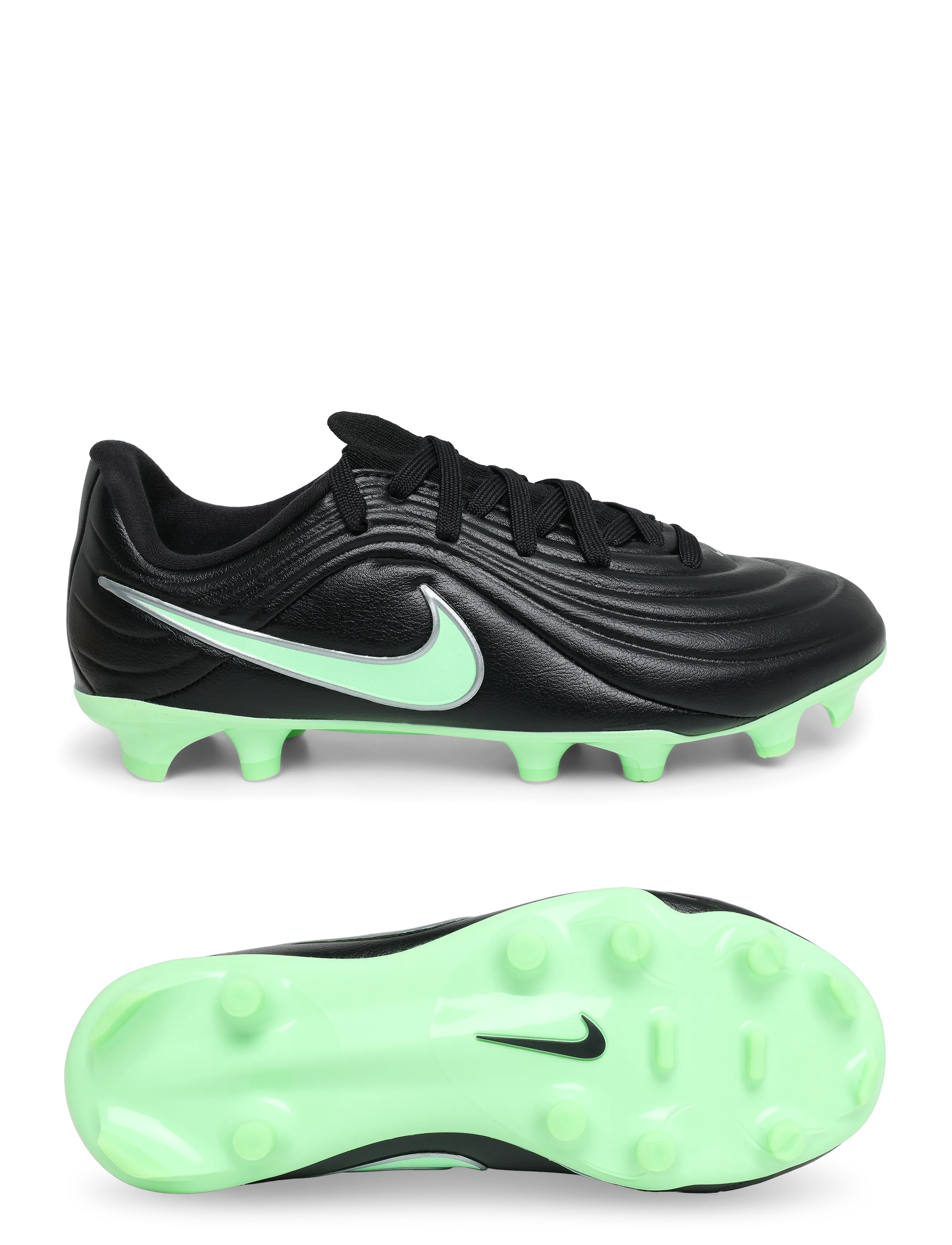 Nike JR TIEMPO MAESTRO ACADEMY FGMG - Jalgpalli puutsad - BLACK/ILLUSION GREEN-BLACK / black