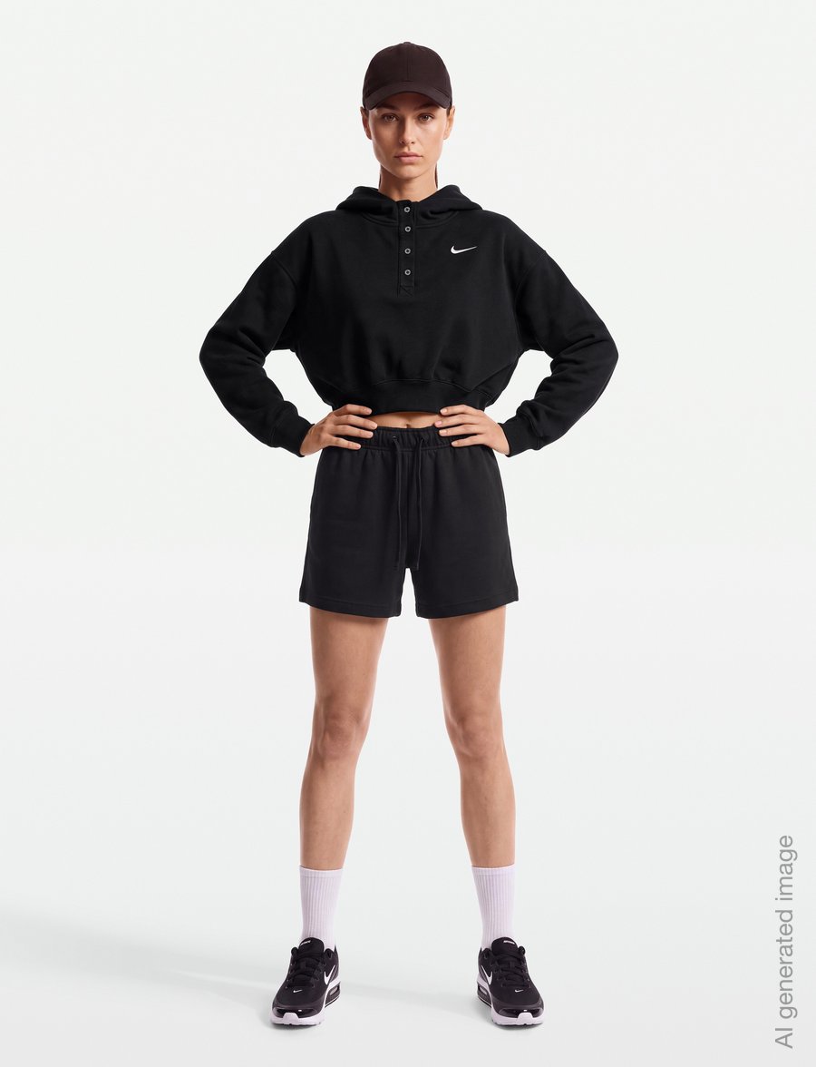 Nike - W NSW PHNX FLC OS CRP HNLY HDY - crop-tops - black/sail - 0