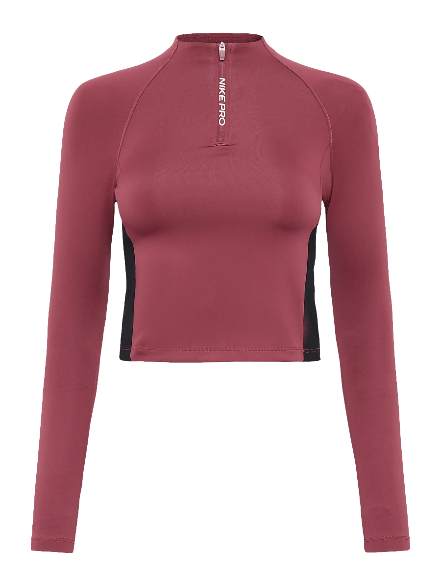 Nike - Nike Pro Girl Dri-Fit Half-Zip - aluskihina kantavad alussärgid - pink smoke/black/white - 0