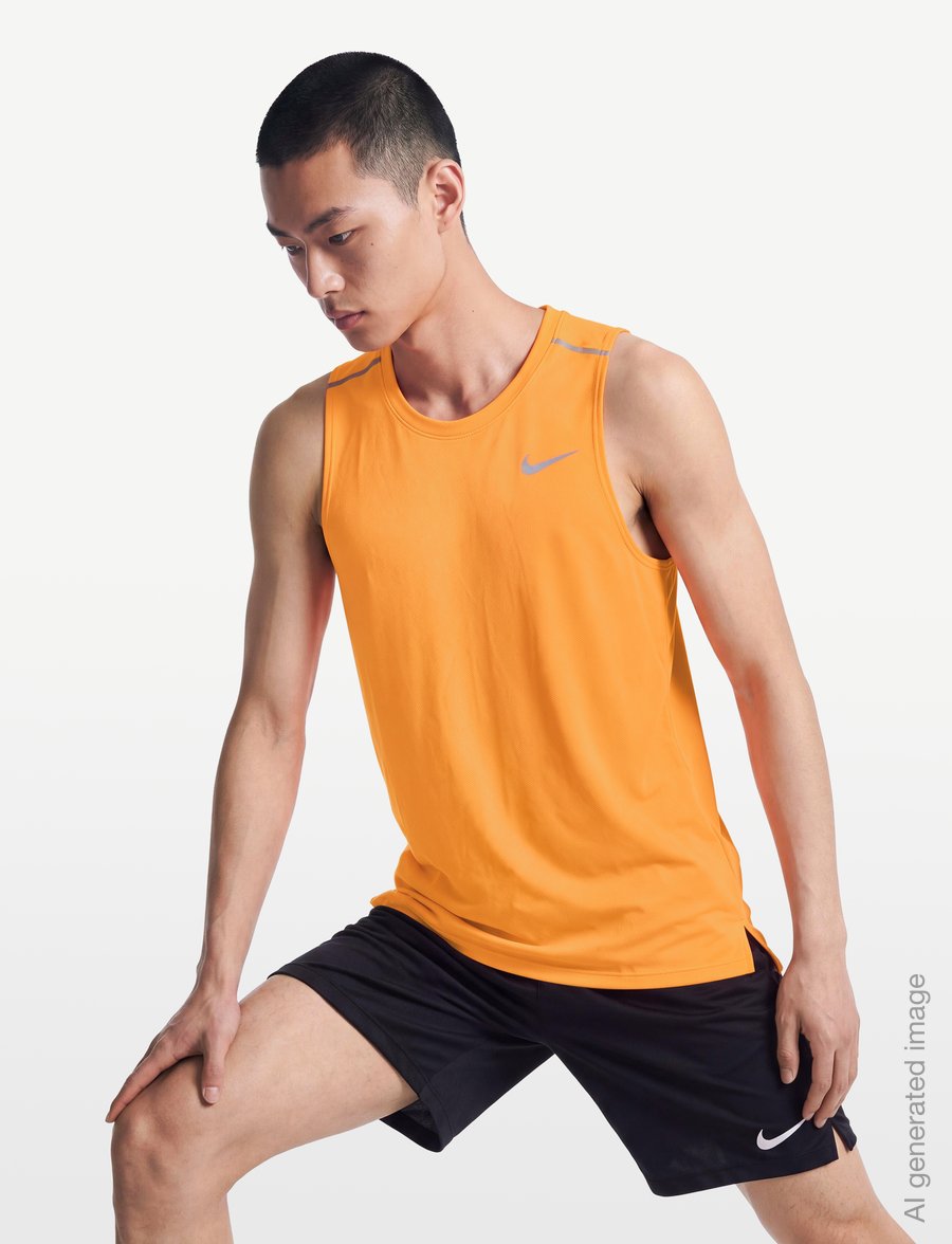 Nike - Nike Dri-Fit Miler Tank Top - tank tops - total orange/reflective silv - 3