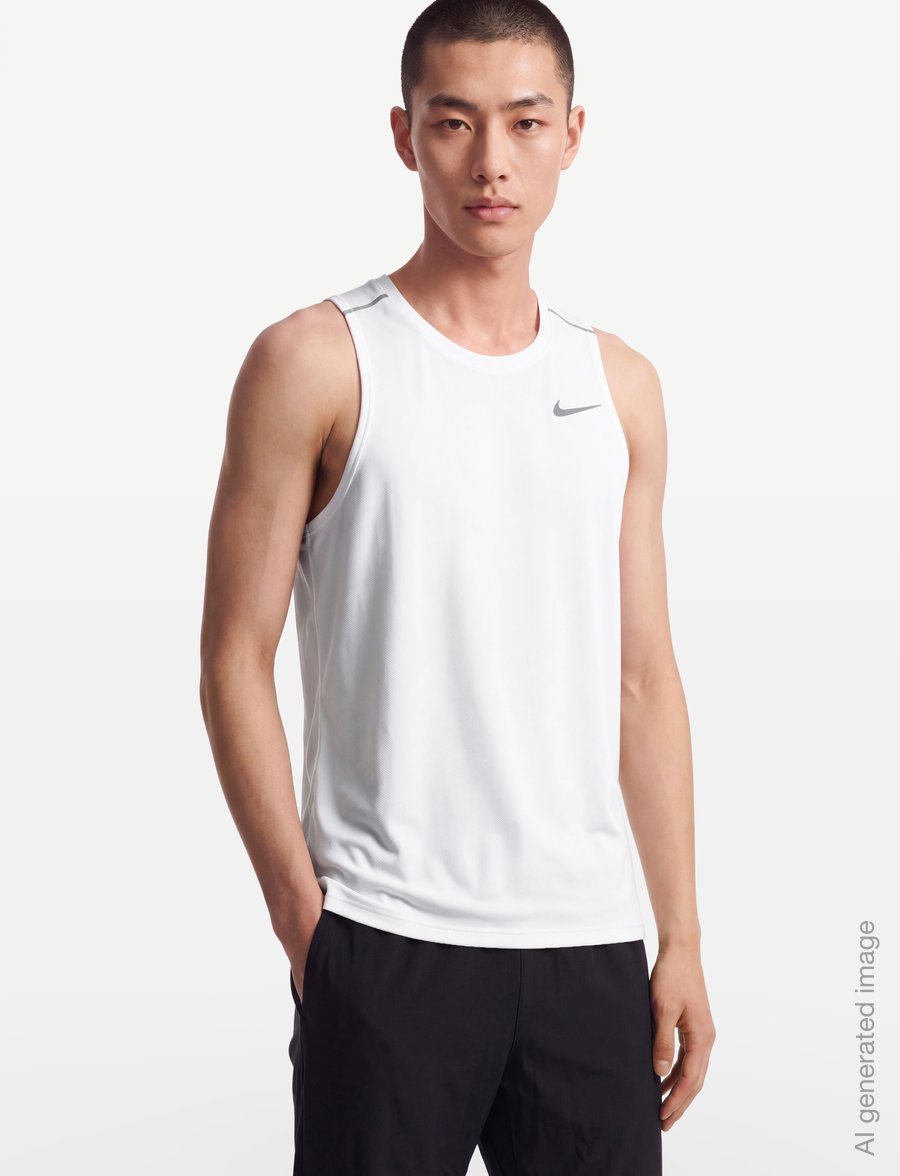 Nike - Nike Dri-Fit Miler Tank Top - tank tops - white/reflective silv - 3