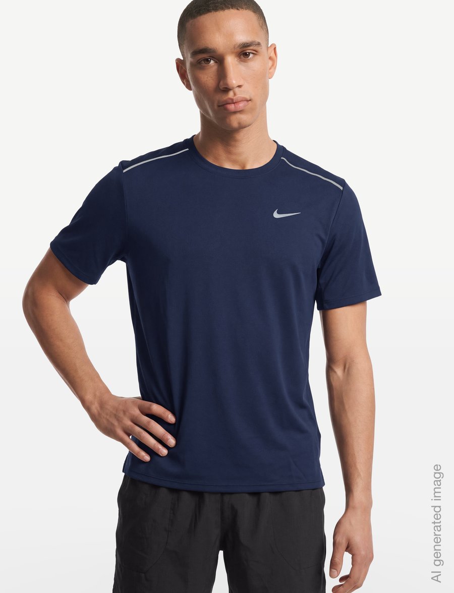 Nike - M NK DF UV MILER SS - t-shirts - midnight navy/obsidian/reflect - 3