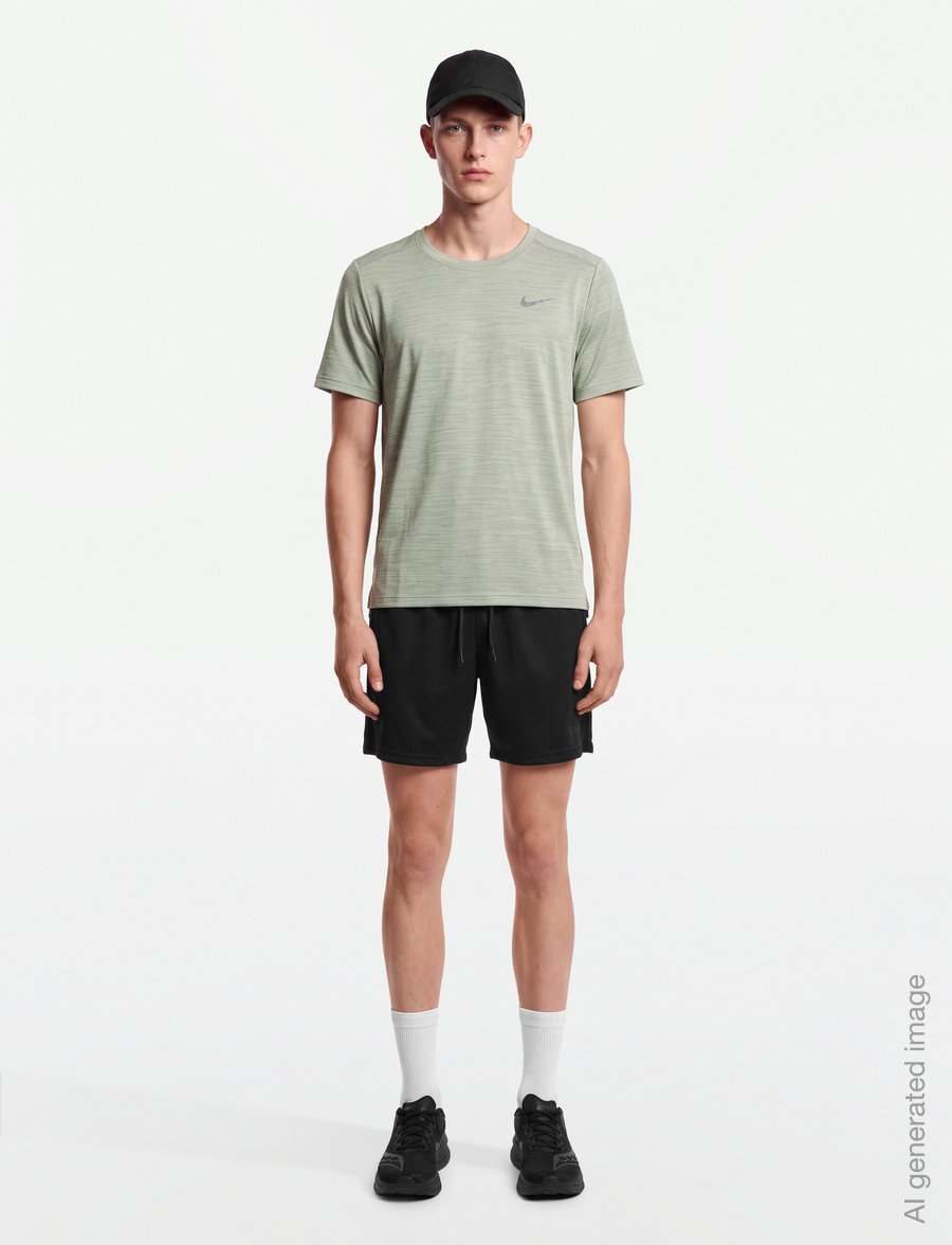 Nike - Nike Dri-Fit Miler Top - sportoberteile - spruce fog/barely green/reflec - 0