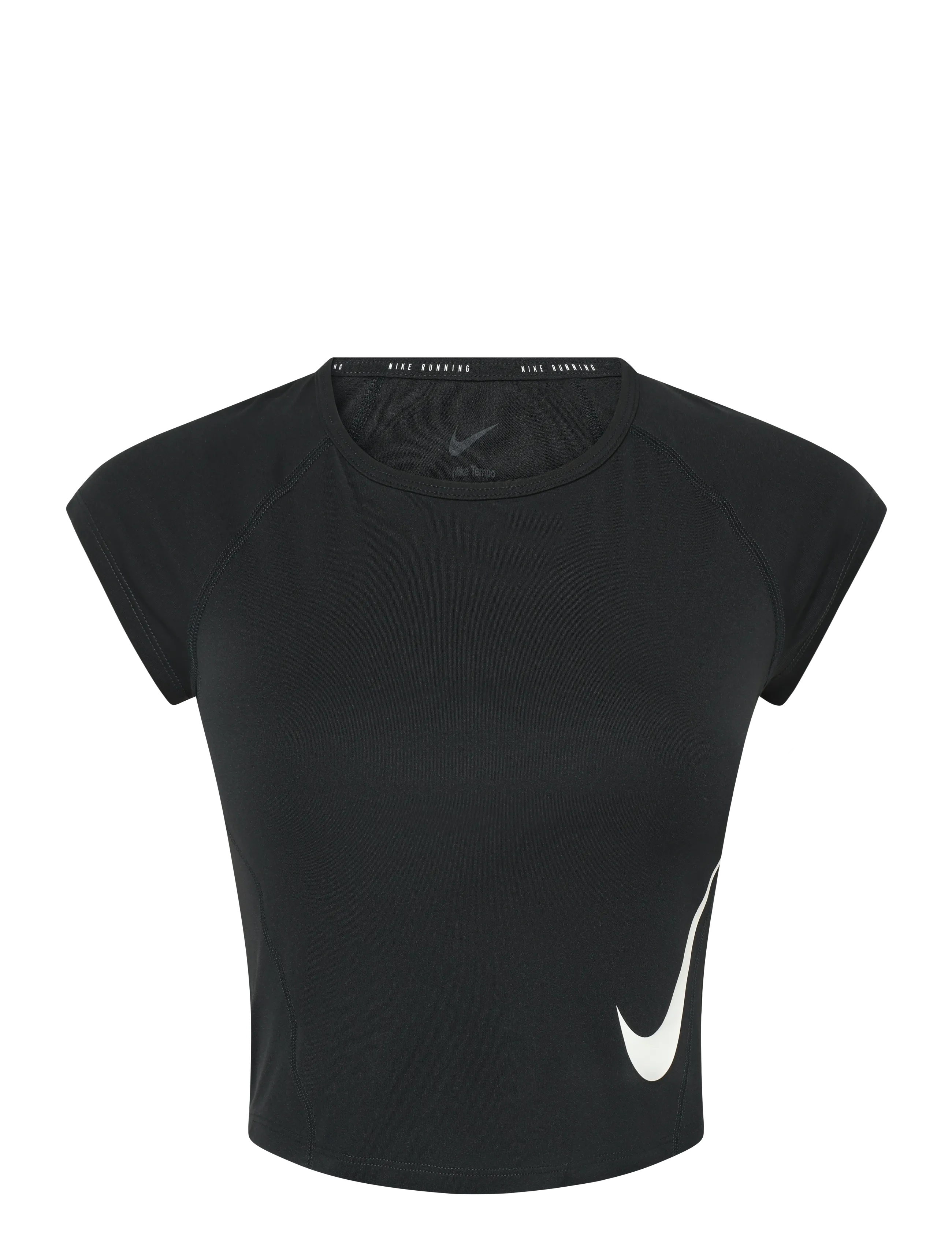 Nike W NK TEMPO SWOOSH RUN DF SS - Kläder - BLACK/WHITE/REFLECTIVE SILV/WH / black