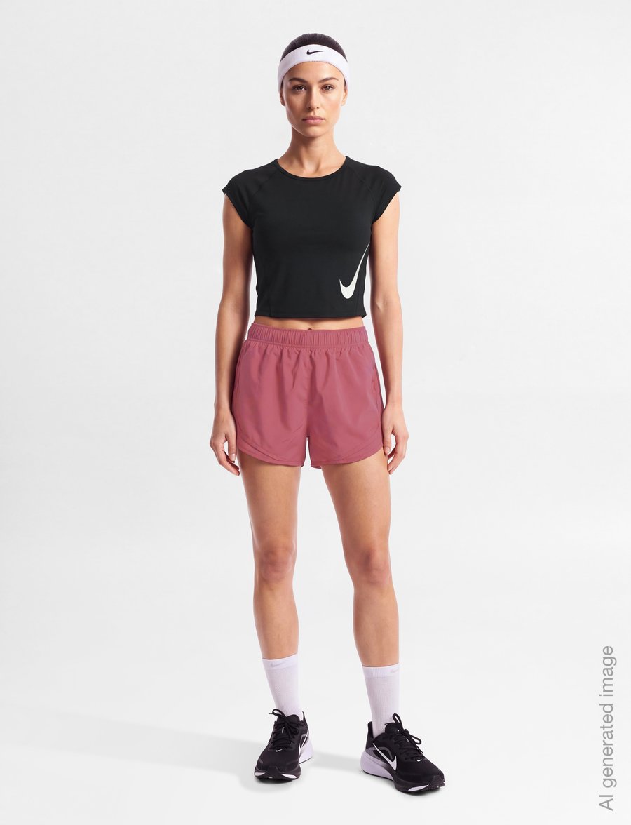 Nike - Nike Tempo Swoosh Run Top - crop tops - black/white/reflective silv/wh - 0