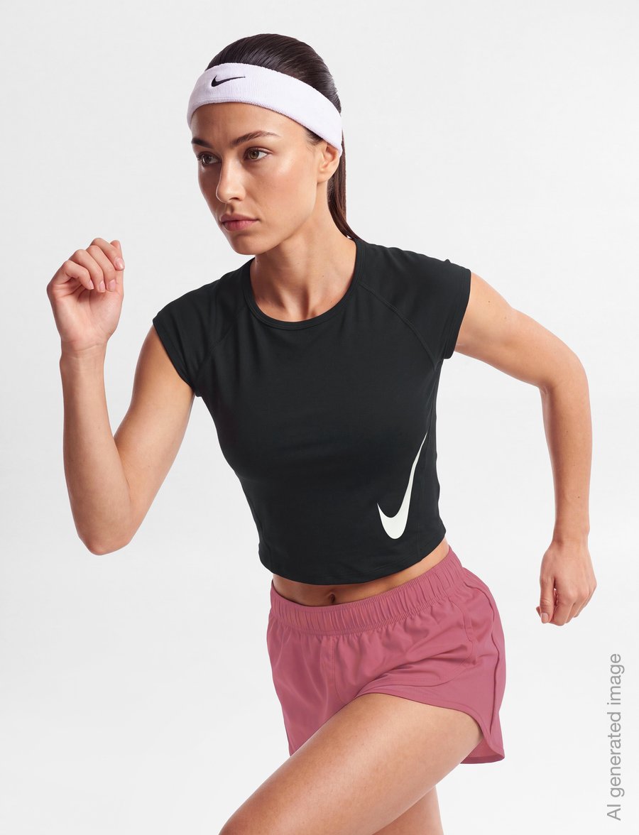 Nike - Nike Tempo Swoosh Run Top - crop tops - black/white/reflective silv/wh - 3