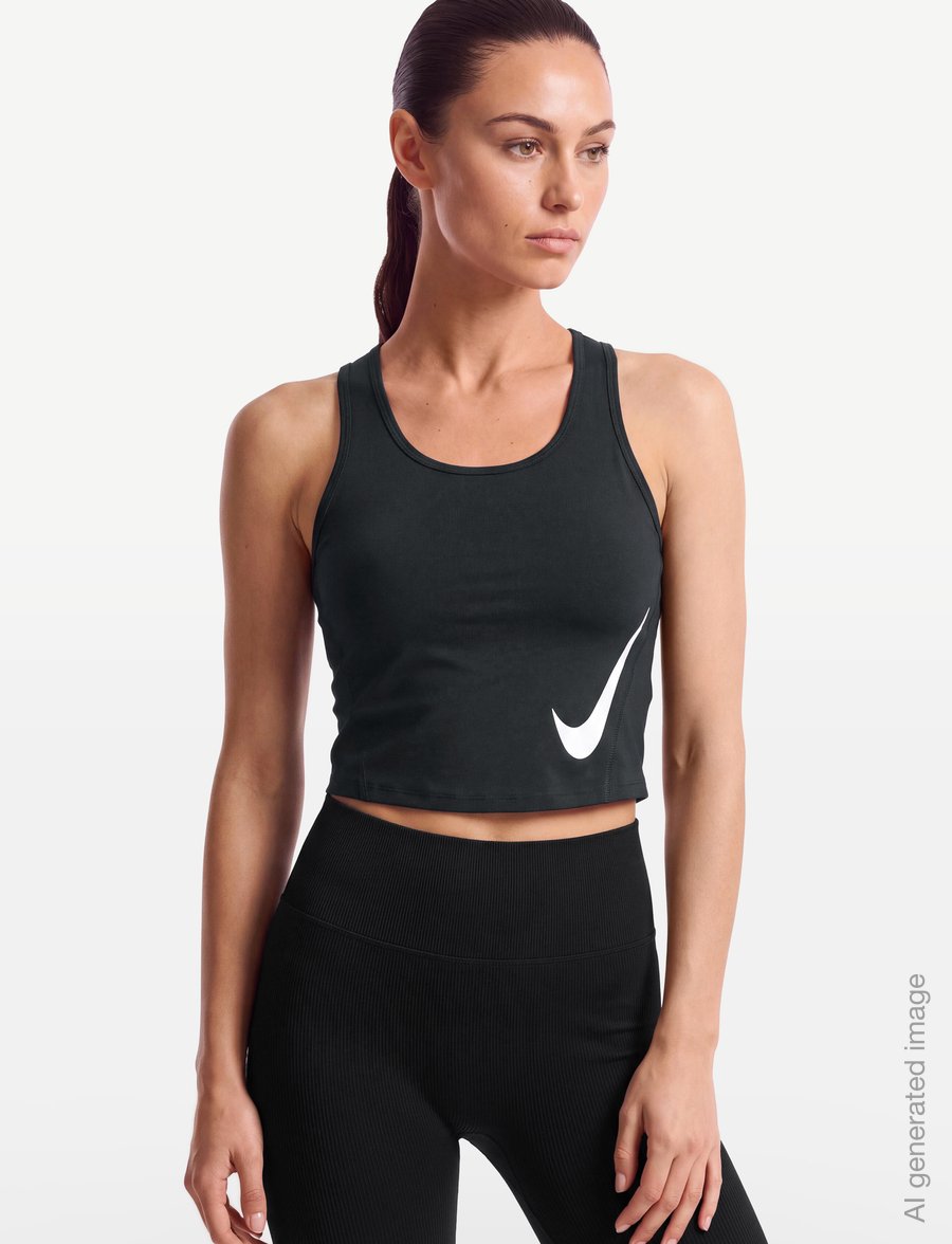 Nike - W NK TEMPO SWOOSH RUN DF TANK - crop-tops - black/reflective silv/white - 3