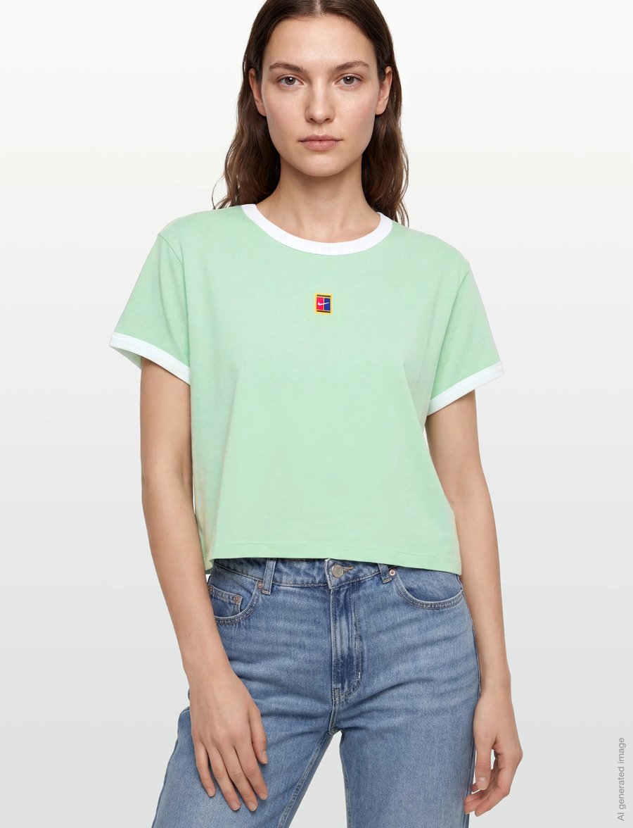 Nike - W NK SS TEE HRTG RCQT RNGR MOD - topi un t-krekli - steam/barely green - 3