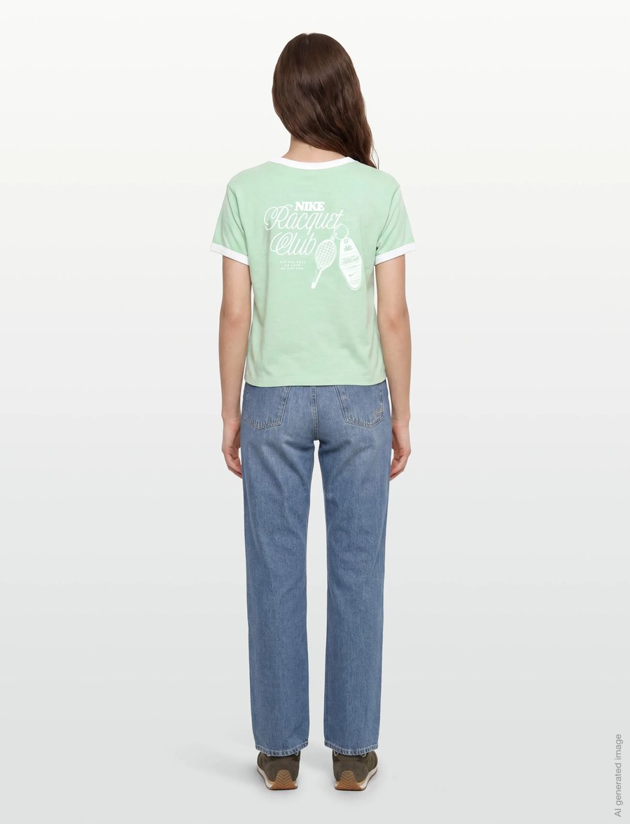 Nike - W NK SS TEE HRTG RCQT RNGR MOD - topi un t-krekli - steam/barely green - 4