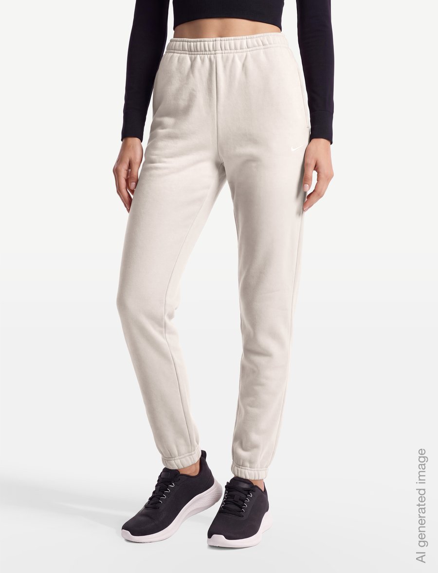 Nike - W NK STDO FLC MW MR STD CF PNT - trainingshosen - cream ii/sail - 3