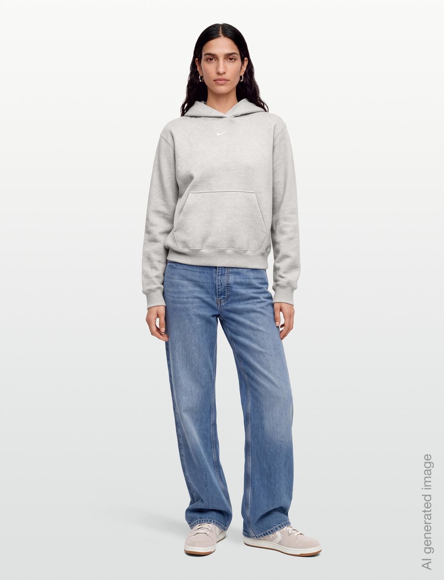 Nike - W NK STDO FLC MW STD PO HDY - sweatshirts - dk grey heather/sail - 0