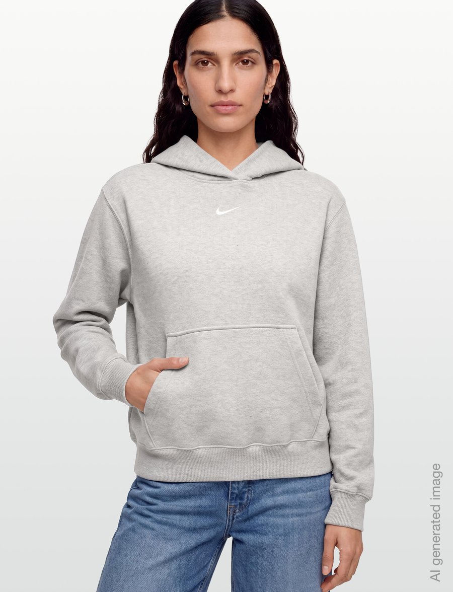 Nike - W NK STDO FLC MW STD PO HDY - sweatshirts - dk grey heather/sail - 3