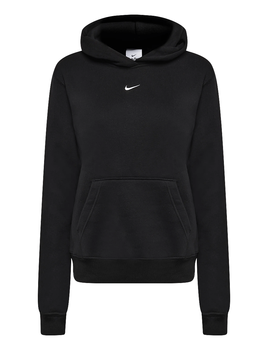Nike - W NK STDO FLC MW STD PO HDY - sweatshirts - total black/sail - 0