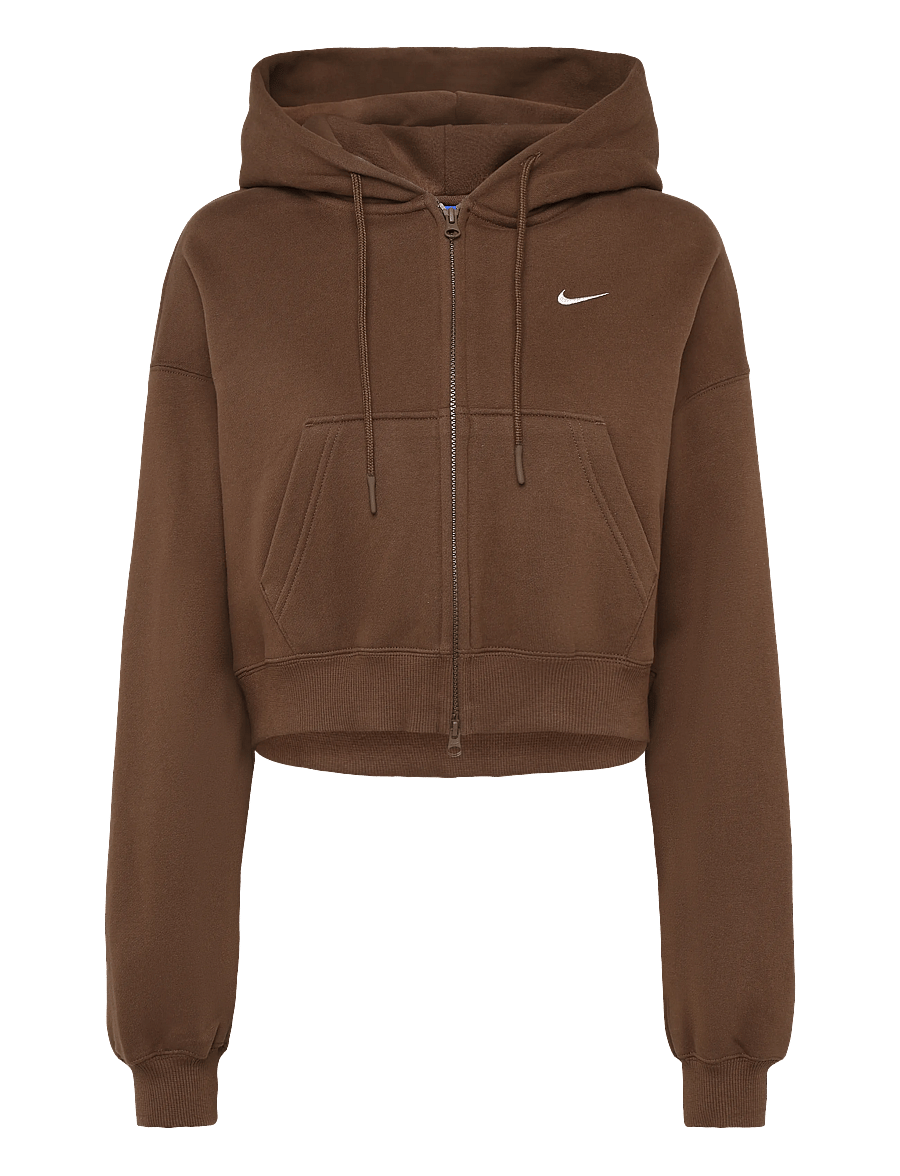 Nike - W NK STDO FLC MW OS CRP FZ HDY - kapuutsiga dressipluusid - cacao wow/sail - 0