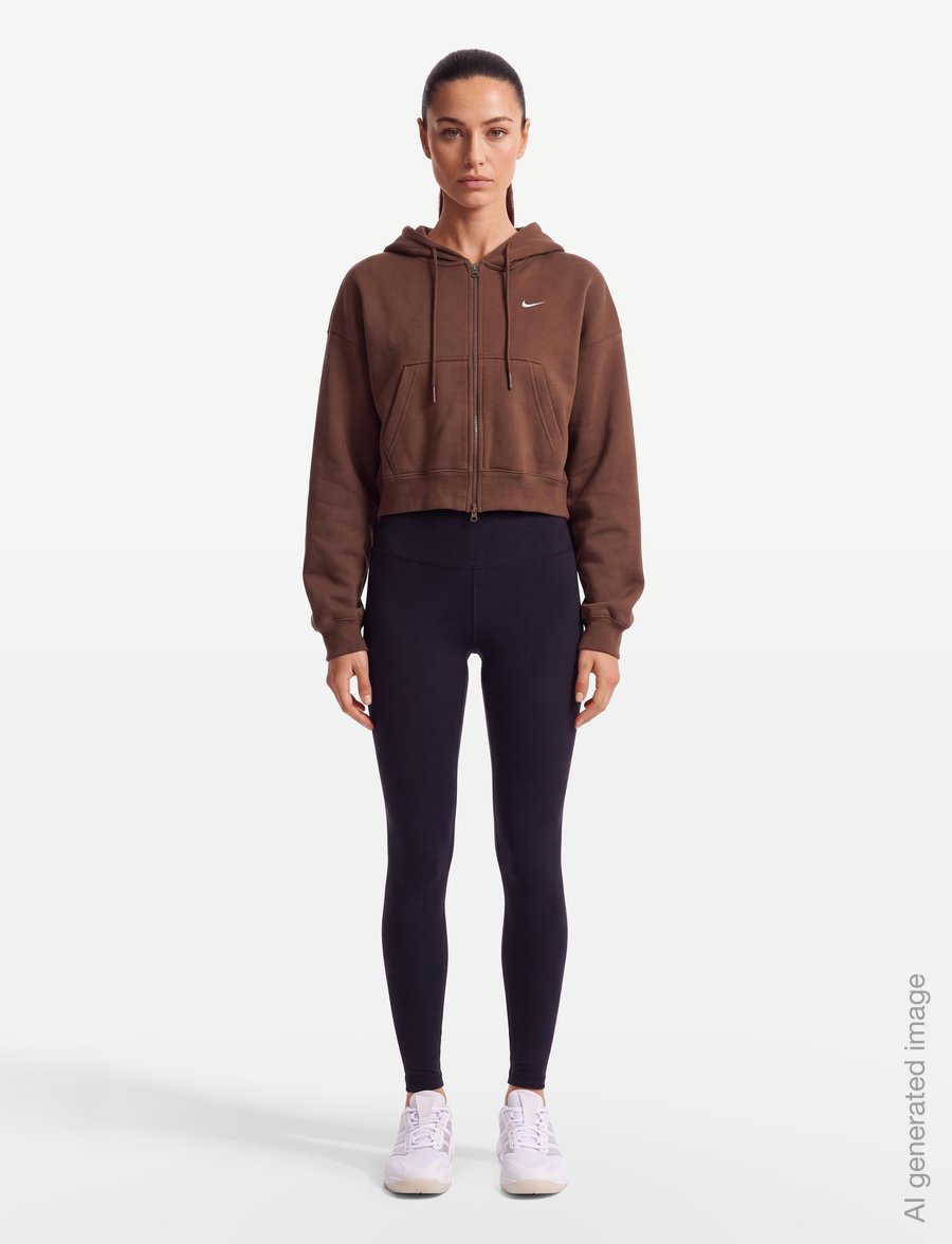 Nike - W NK STDO FLC MW OS CRP FZ HDY - overdele - cacao wow/sail - 0