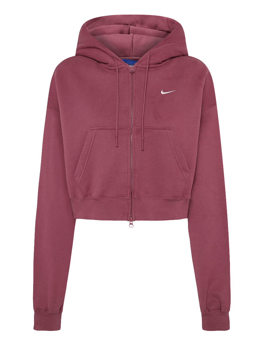 Nike - W NK STDO FLC MW OS CRP FZ HDY - sweatshirts - pink smoke/sail - 0