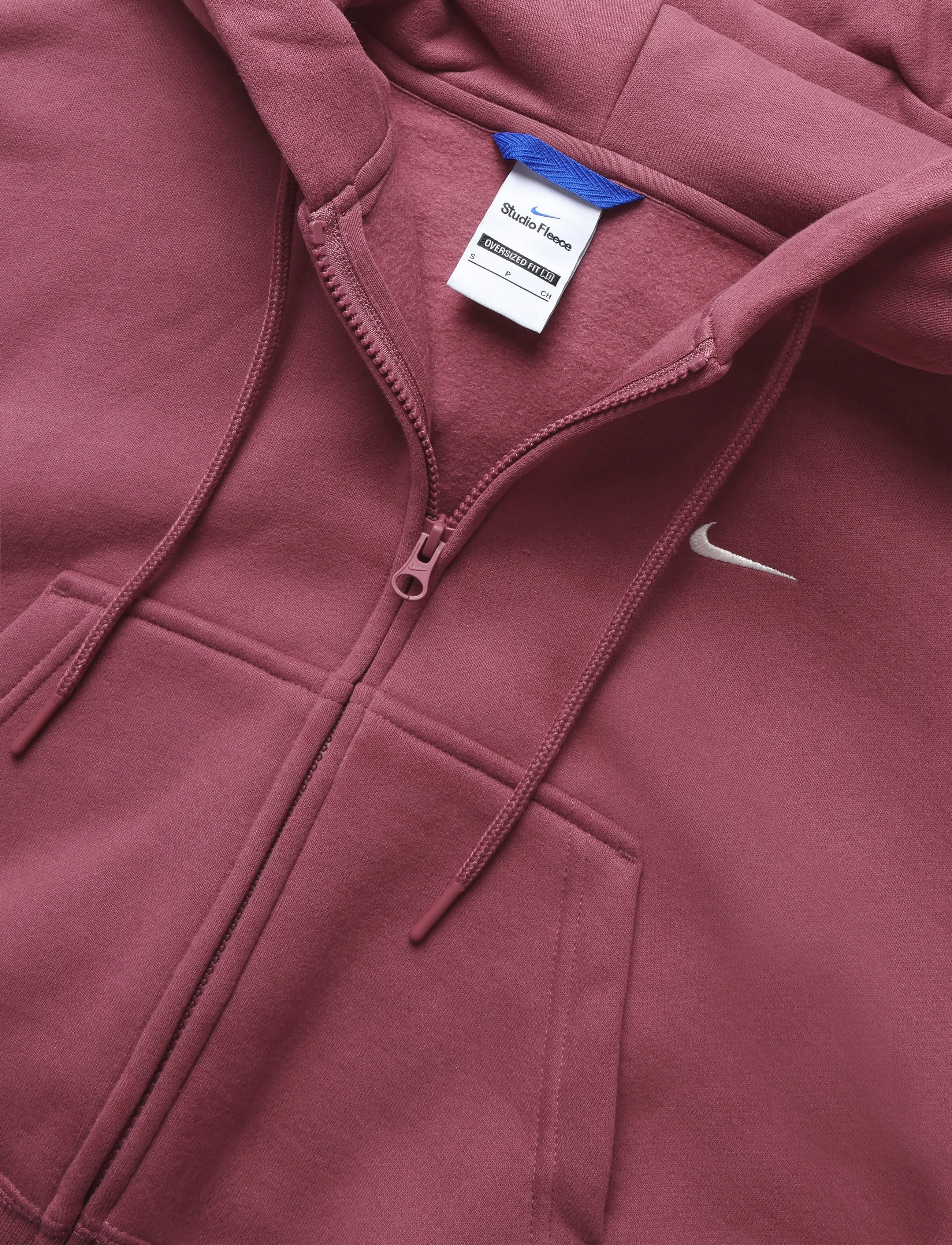 Nike - W NK STDO FLC MW OS CRP FZ HDY - sweatshirts - pink smoke/sail - 2