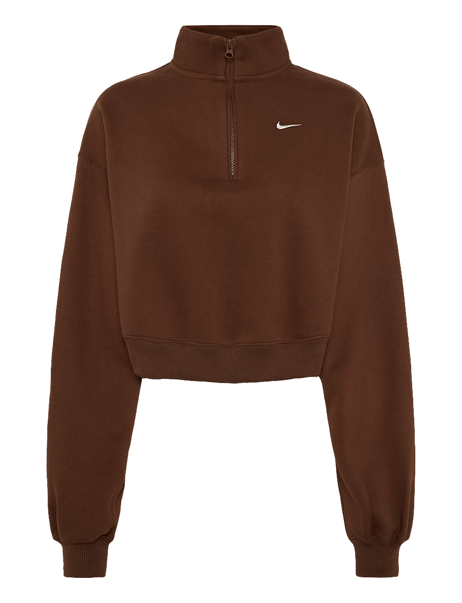 Nike - Nike Studio Fleece Medium Weight Oversized Crop Top - langærmede t-shirts - cacao wow/sail - 0