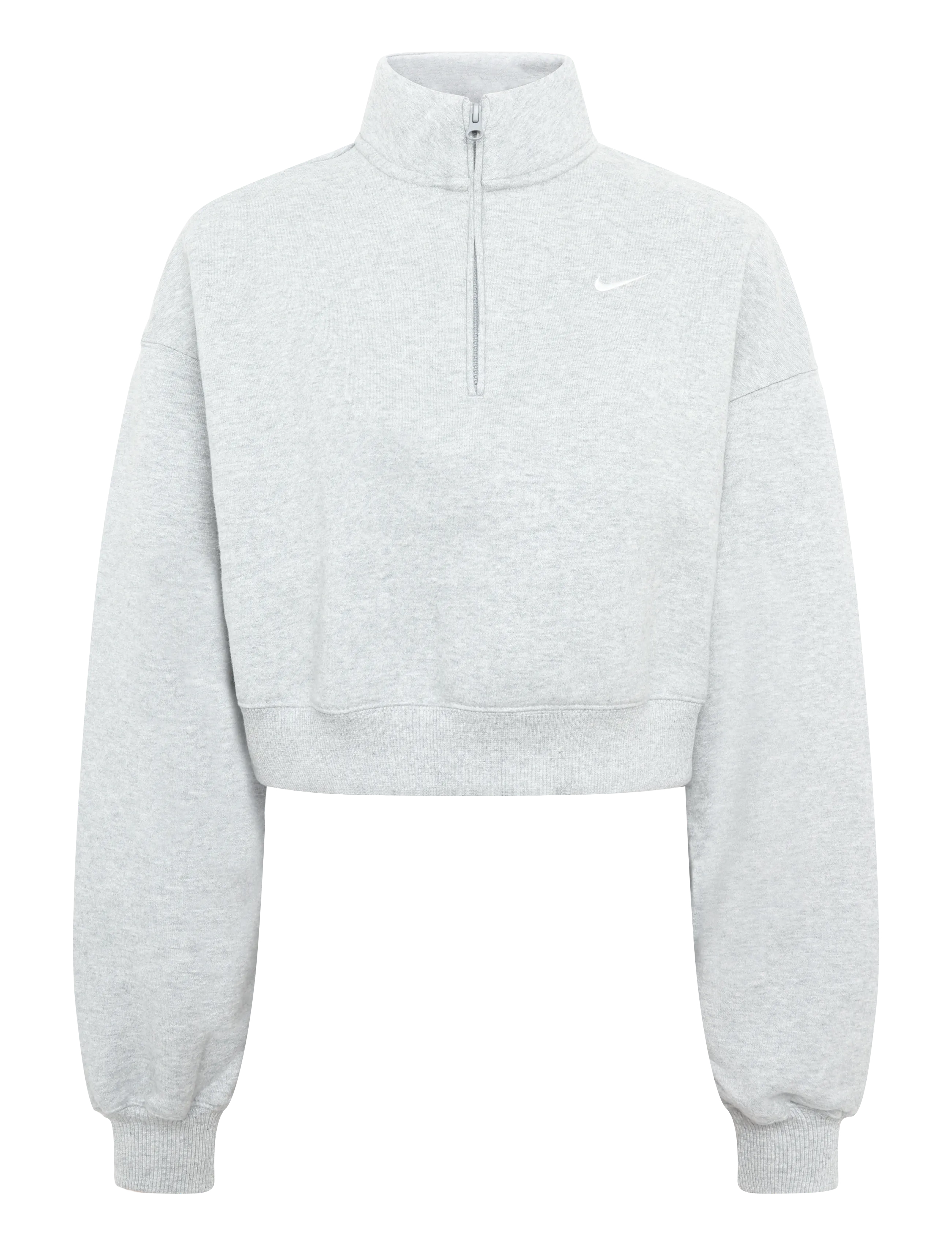 Nike W NK STDO FLC MW OS CROP QZ - Sportmode - DK GREY HEATHER/SAIL / grey
