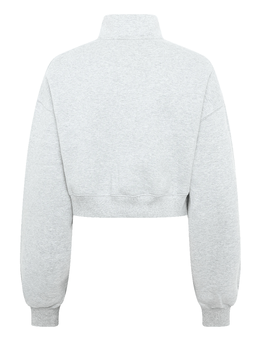Nike - W NK STDO FLC MW OS CROP QZ - langærmede t-shirts - dk grey heather/sail - 1