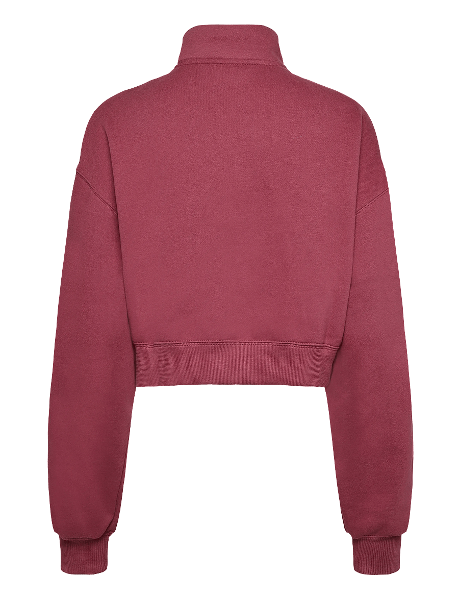 Nike - W NK STDO FLC MW OS CROP QZ - langærmede t-shirts - pink smoke/sail - 1