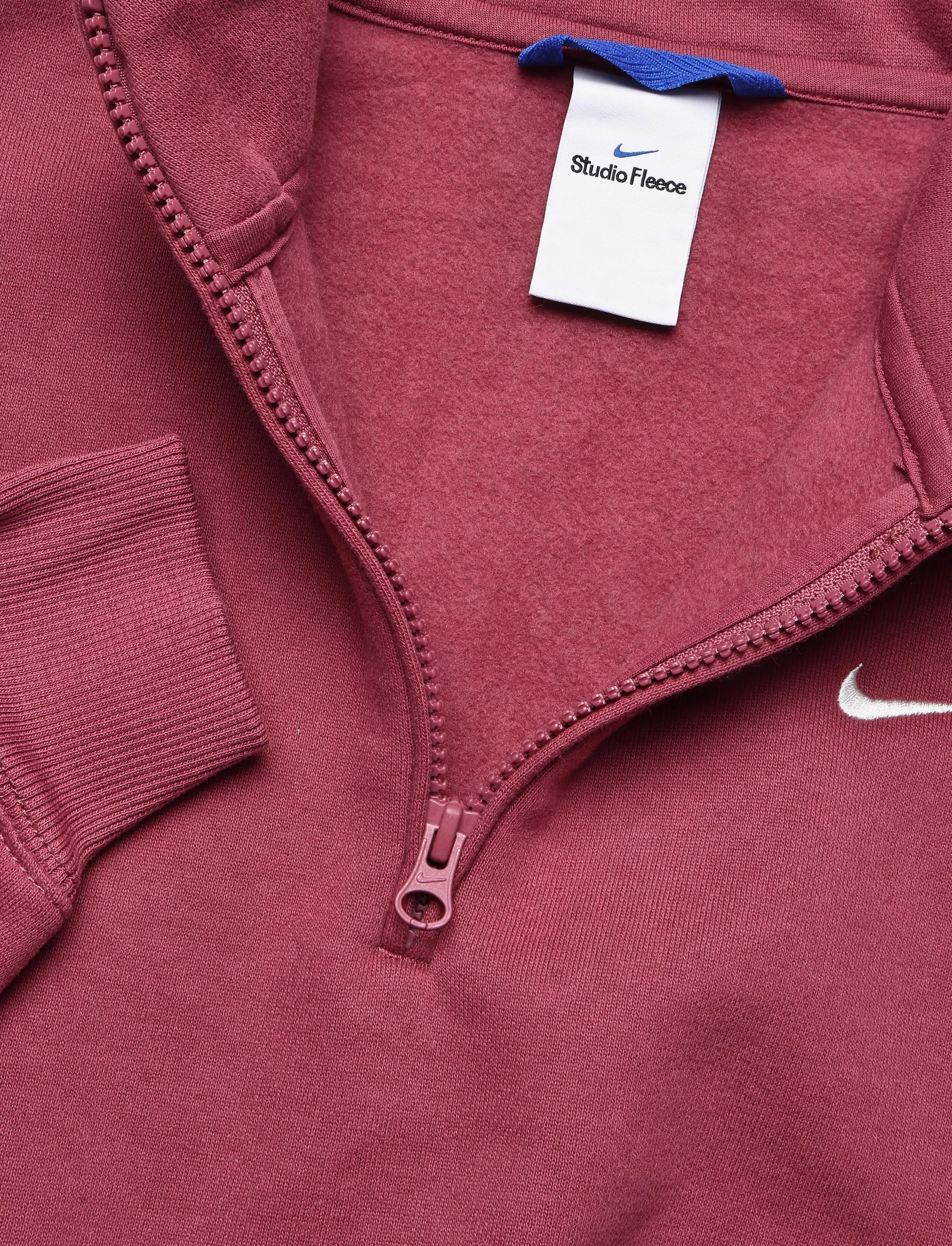 Nike - W NK STDO FLC MW OS CROP QZ - langærmede t-shirts - pink smoke/sail - 2