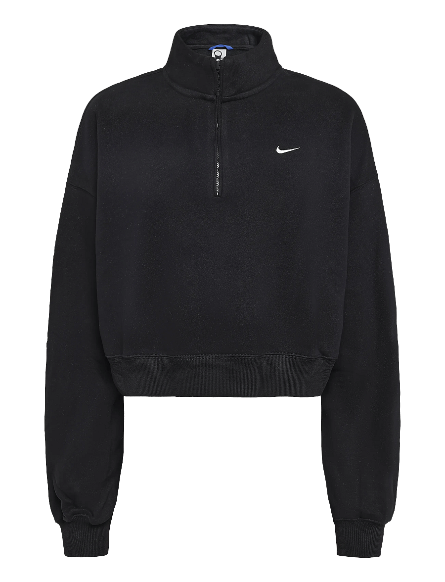 Nike - Nike Studio Fleece Medium Weight Oversized Crop Top - longsleeved tops - total black/sail - 0