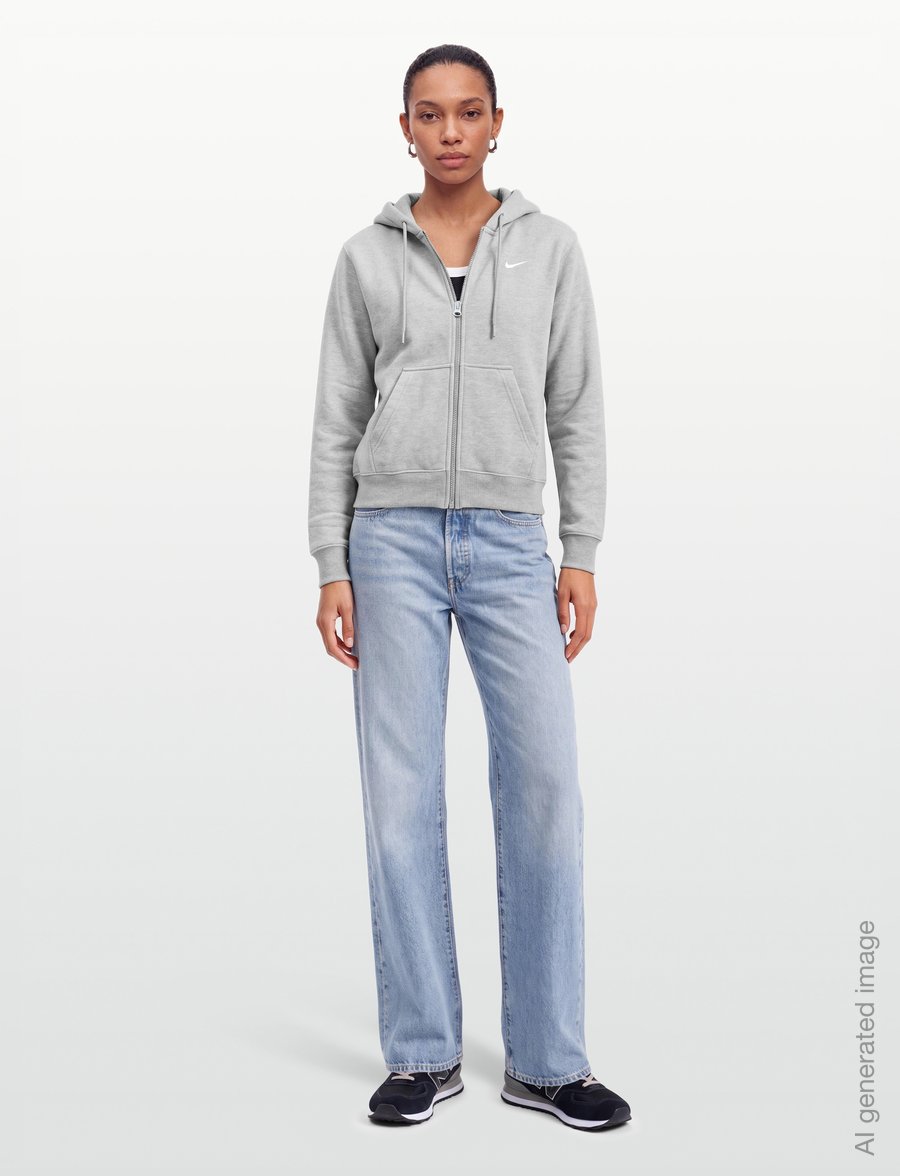 Nike - W NK STDO FLC MW STD FZ HDY - sweatshirts - dk grey heather/sail - 0
