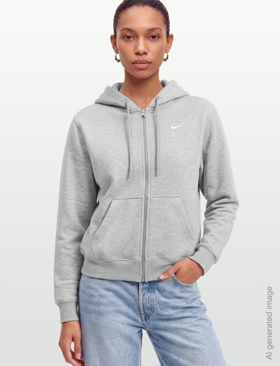 Nike - W NK STDO FLC MW STD FZ HDY - sweatshirts - dk grey heather/sail - 3