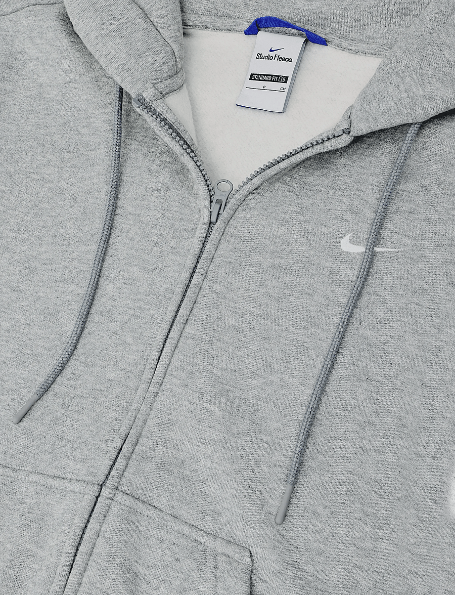Nike - W NK STDO FLC MW STD FZ HDY - sweatshirts - dk grey heather/sail - 2