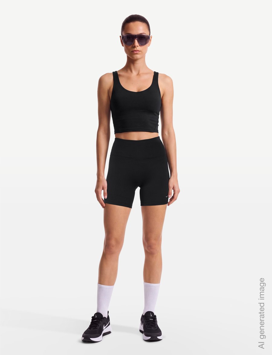 Nike - Nike Dri-Fit One High Waist 5In Short - träningsshorts - black/white - 0