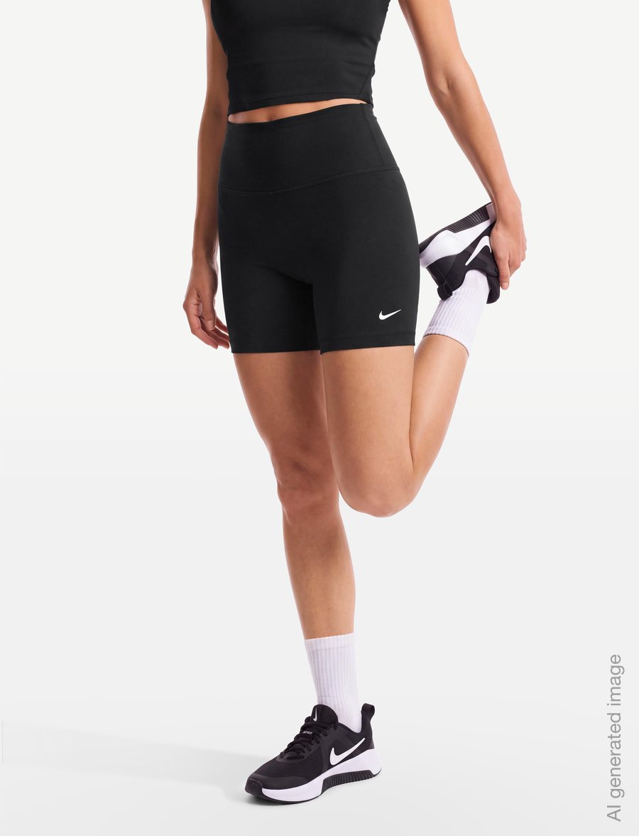 Nike - Nike Dri-Fit One High Waist 5In Short - träningsshorts - black/white - 3