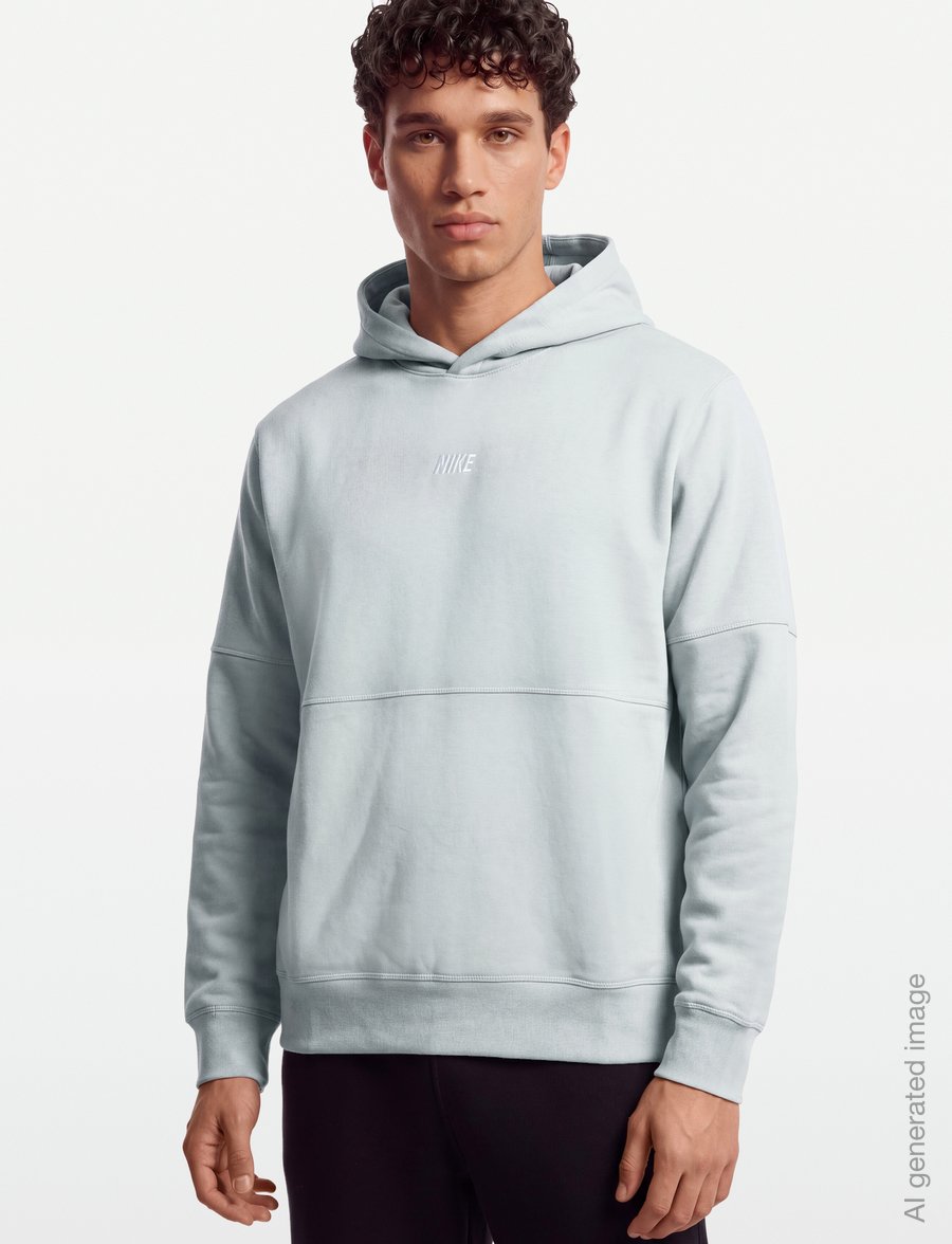 Nike - NIKE CLUB VARSITY HOODIE - sweatshirts - lt smoke grey/lt smoke grey/wh - 3