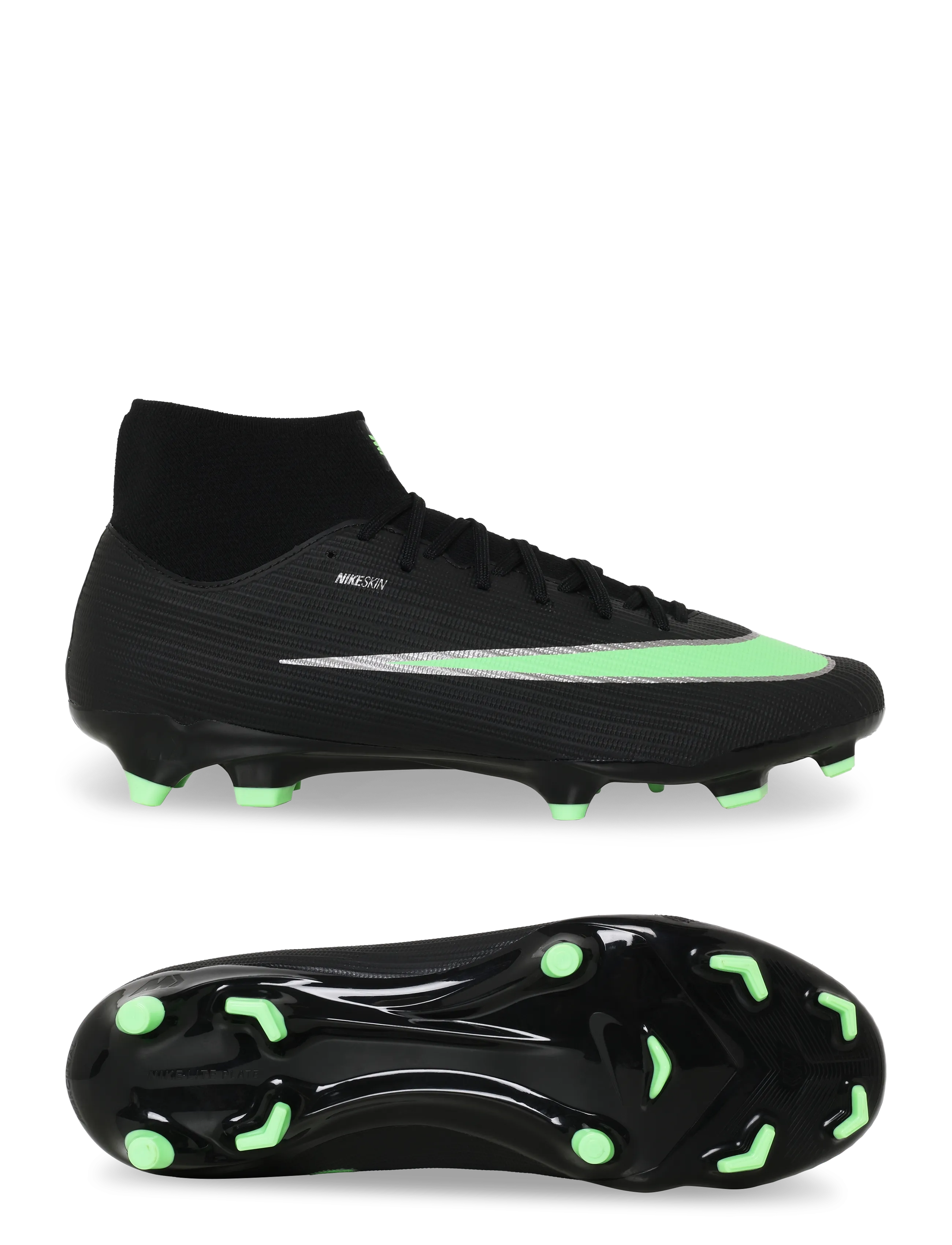Nike SUPERFLY 11 ACADEMY FG/MG - Football boots - BLACK/ILLUSION GREEN-BLACK / black