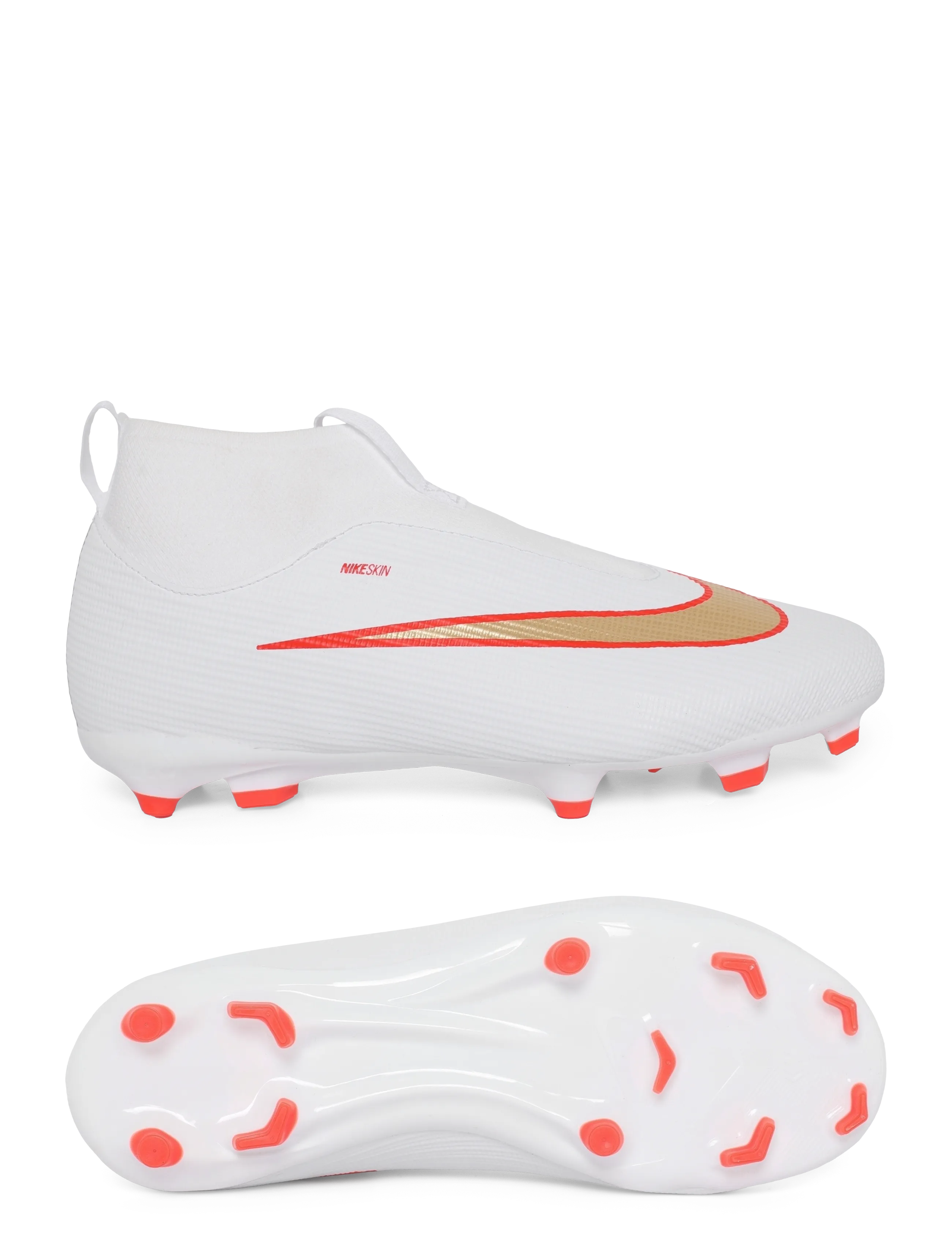 Nike JR SUPERFLY 11 ACADEMY FGMG - Fußballschuhe - WHITE/BLUR-BRIGHT CRIMSON / white