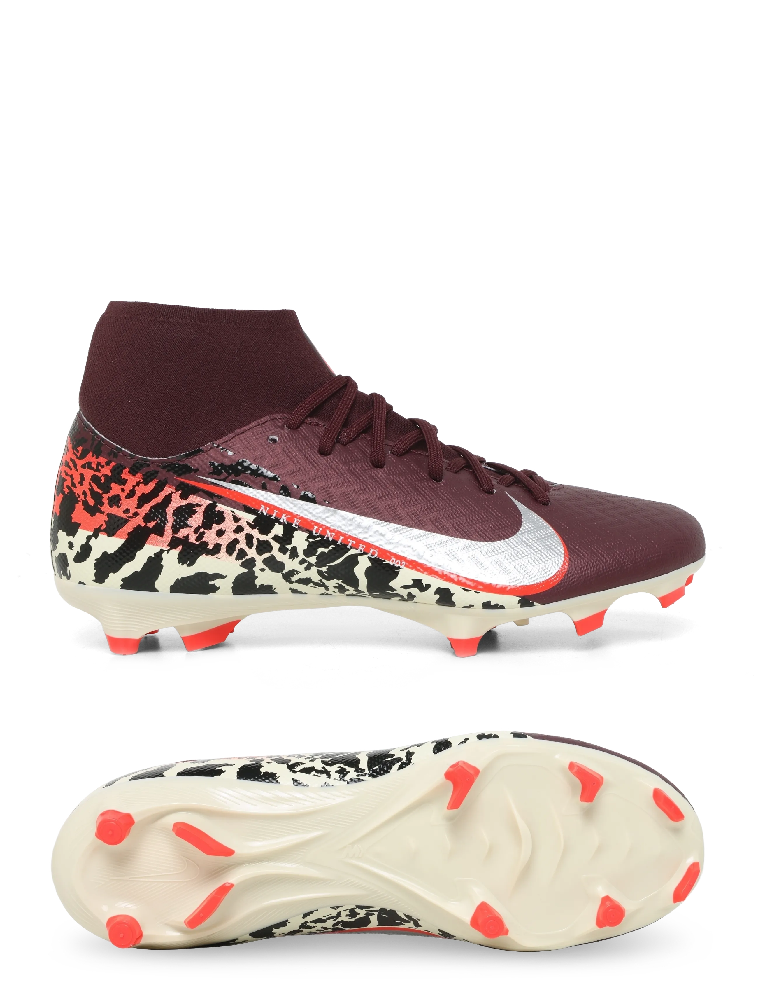 Air Zoom Mercurial Superfly 10 Academy MG United - Bordeaux/Metallisk sølv/Universal Red/Grå - Multi Ground (MG), størrelse 43