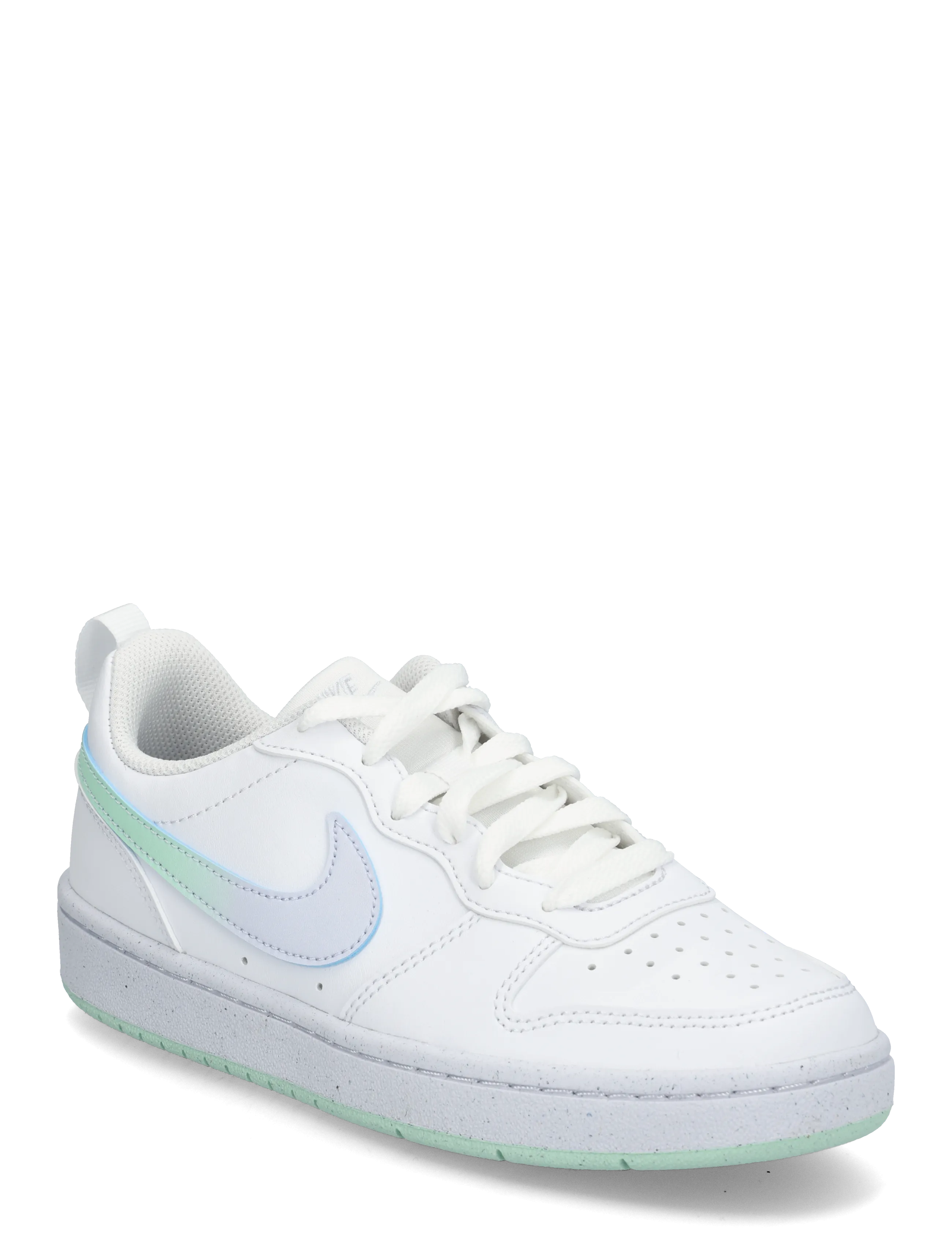 Nike COURT BOROUGH LOW FADE (GS) - Schuhe - WHITE/ARCTIC GREEN-FOOTBALL GR / white