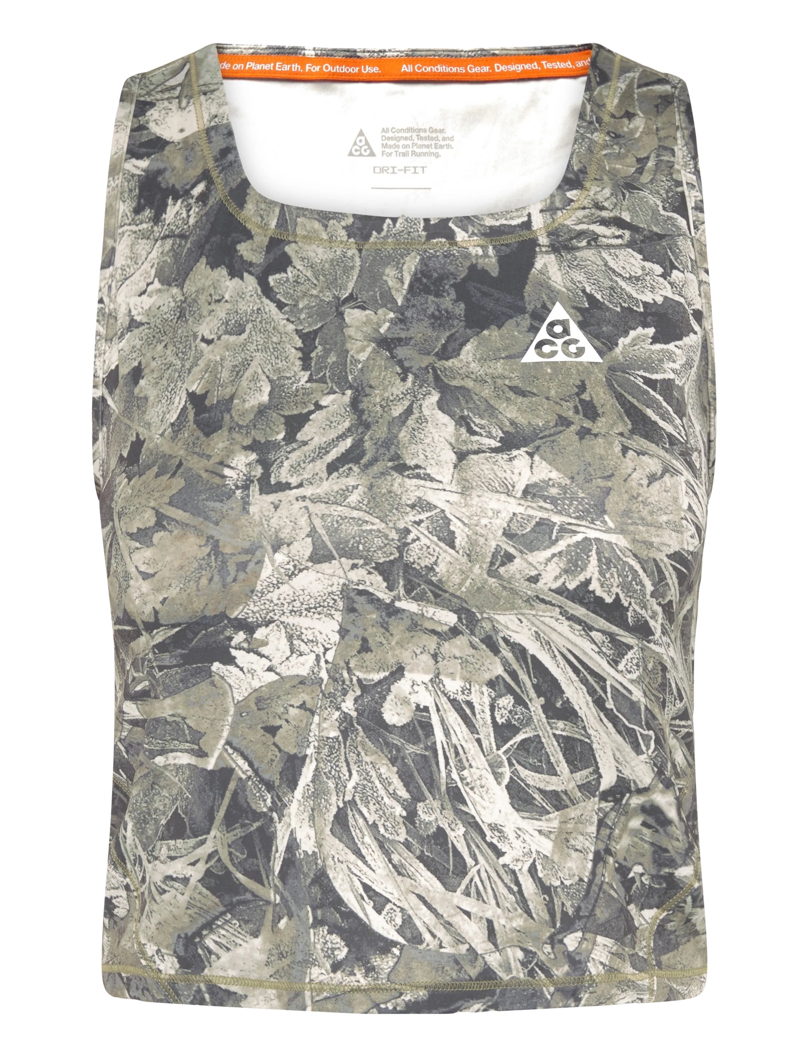 Nike W ACG DF CROP TANK AOP - Crop tops - SEQUOIA/SUMMIT WHITE / khaki/green