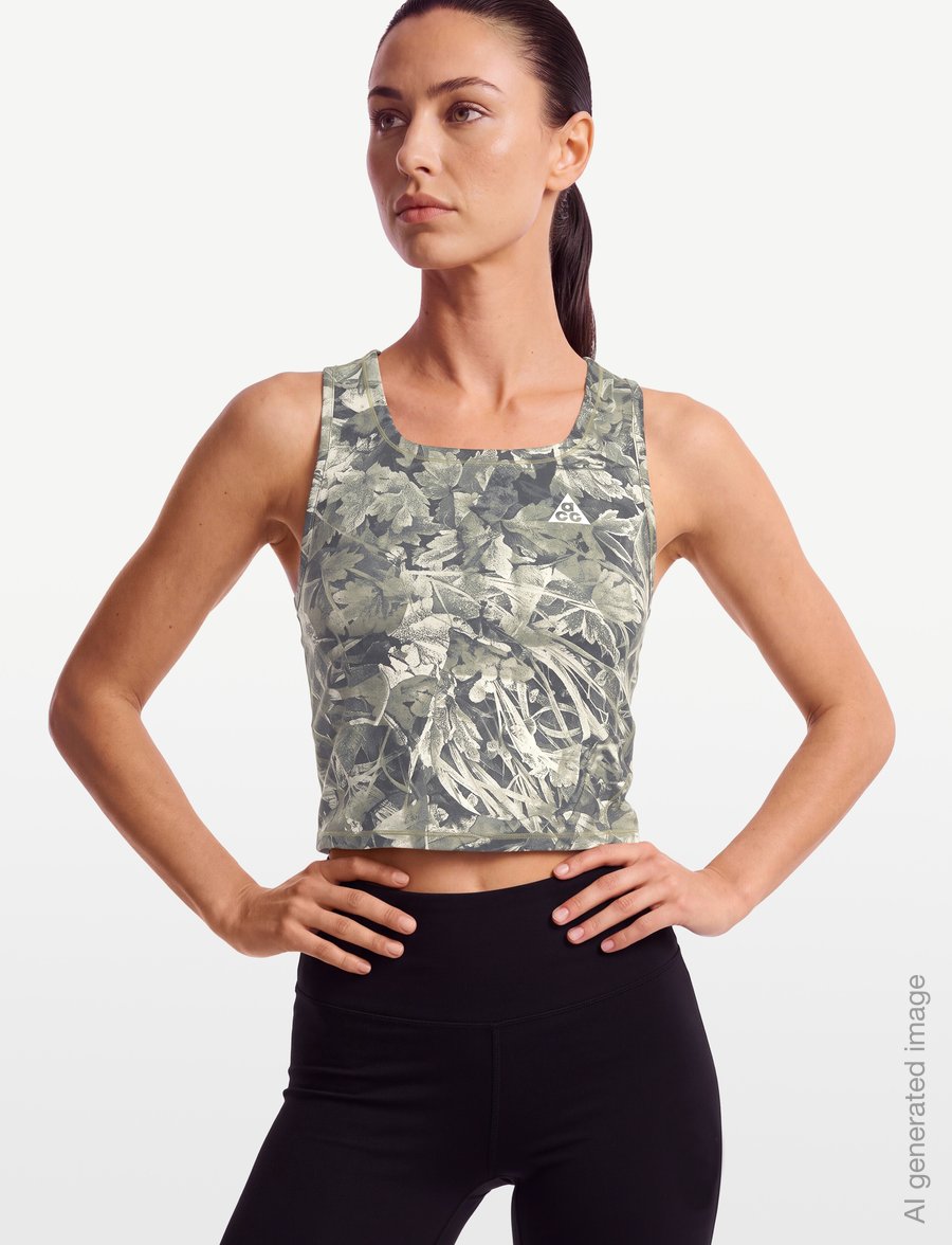 Nike - ACG Dri-FIT Crop Tank AOP - crop-tops - sequoia/summit white - 3