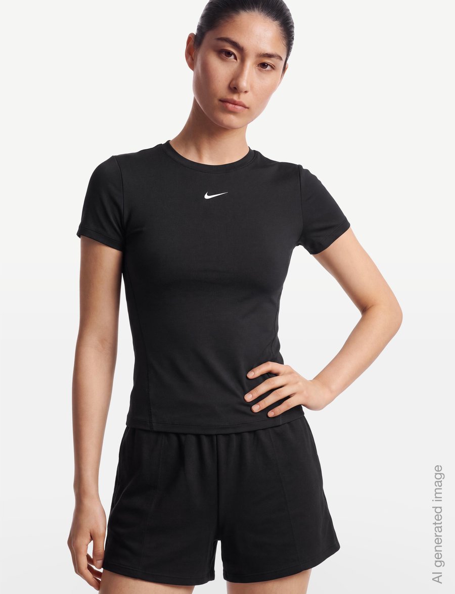 Nike - W NK ONE FITTED SS TOP - t-shirts - black/white - 3
