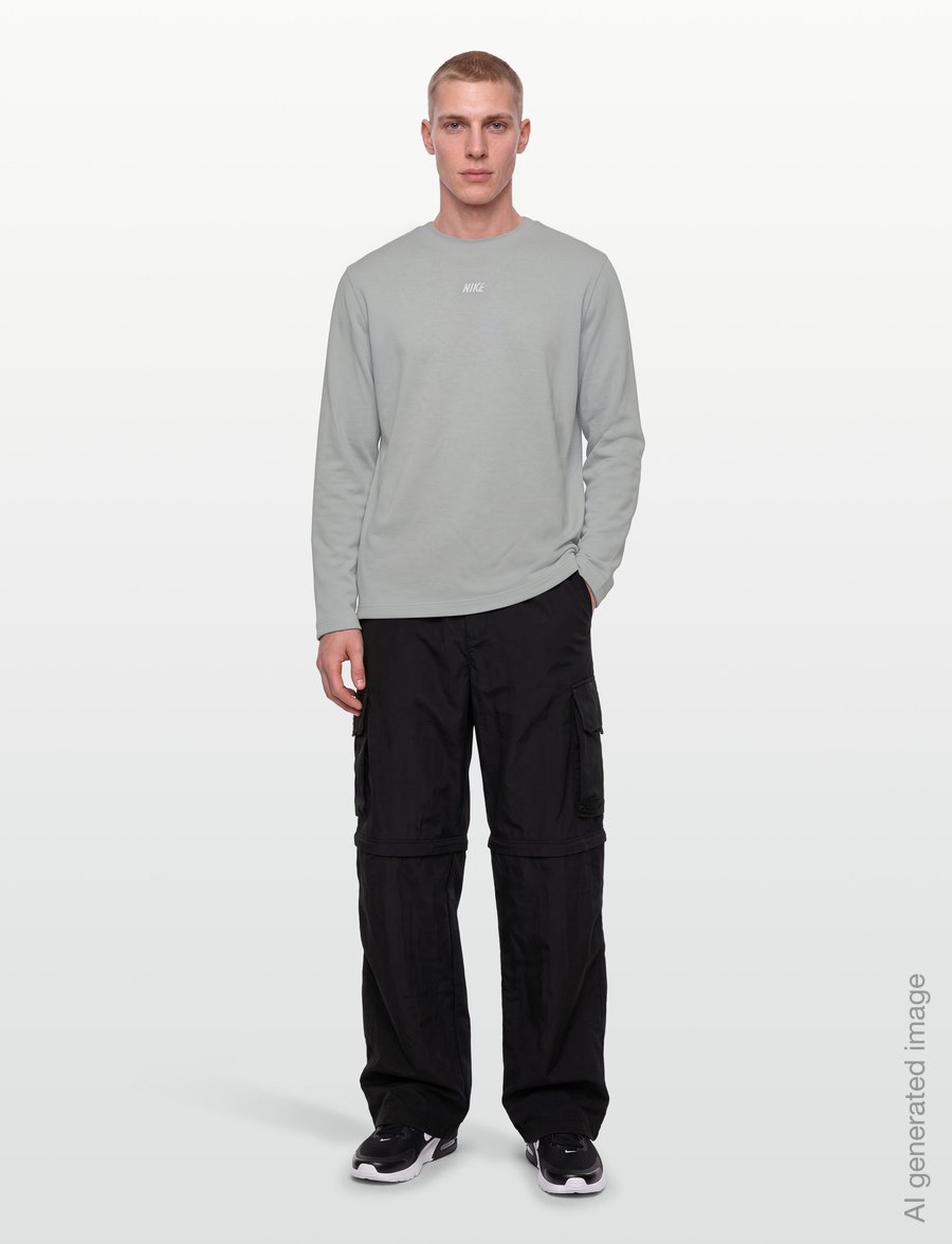 Nike - Nike Club Varsity Long Sleeved Crew - Överdelar - lt smoke grey/white - 0