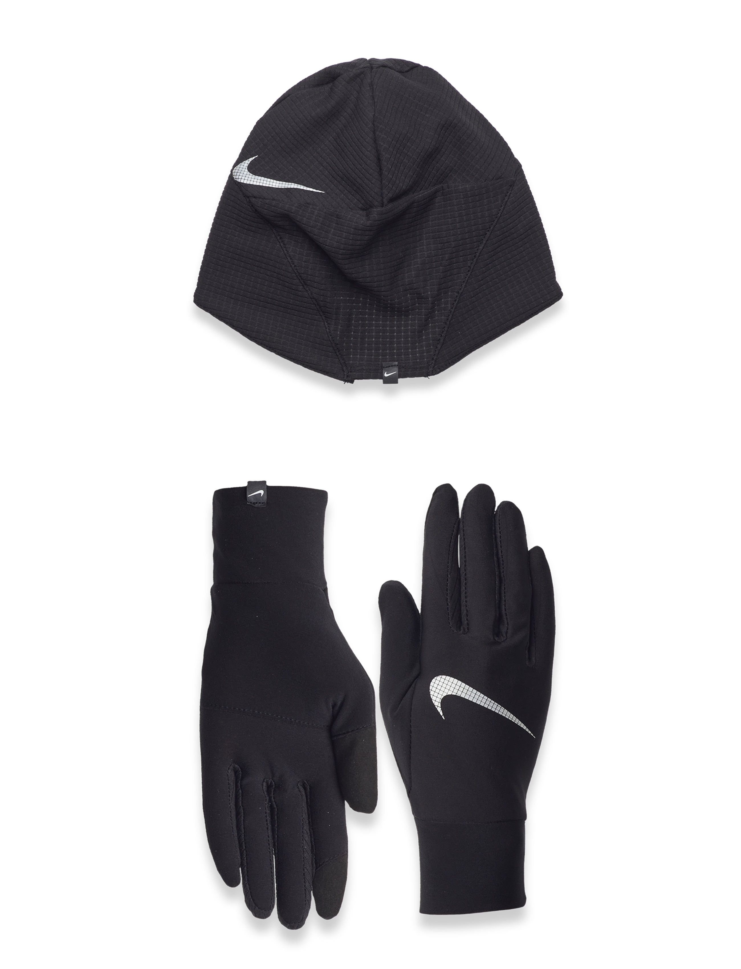 NIKE Equipment NIKE M ESSENTIAL HAT AND GLOVE SET - Deals - BLACK/BLACK/SILVER / black