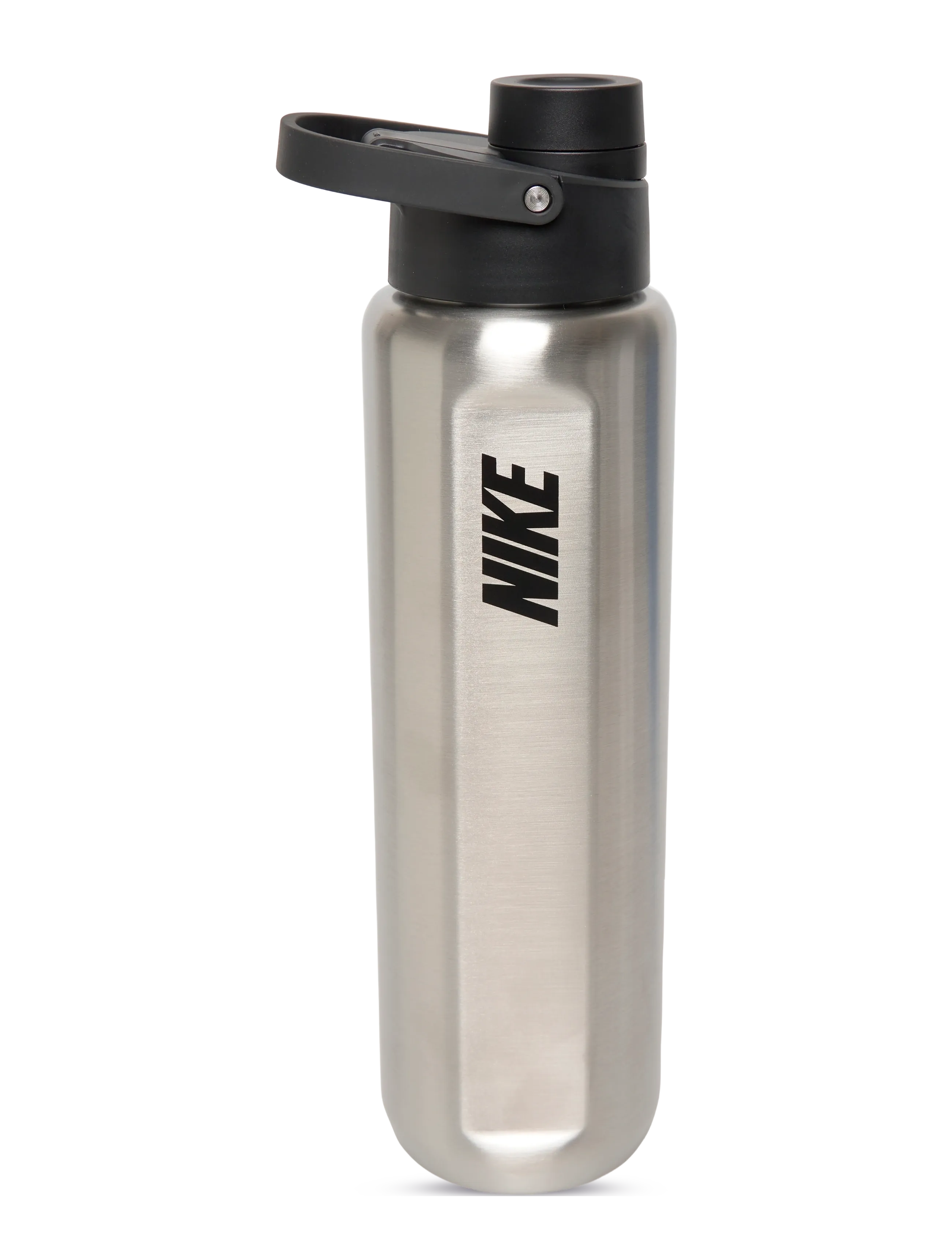 NIKE SS RECHARGE CHUG BOTTLE 24 OZ RFSH - BRUSHED STAINLESS STEEL/BLACK/BLACK