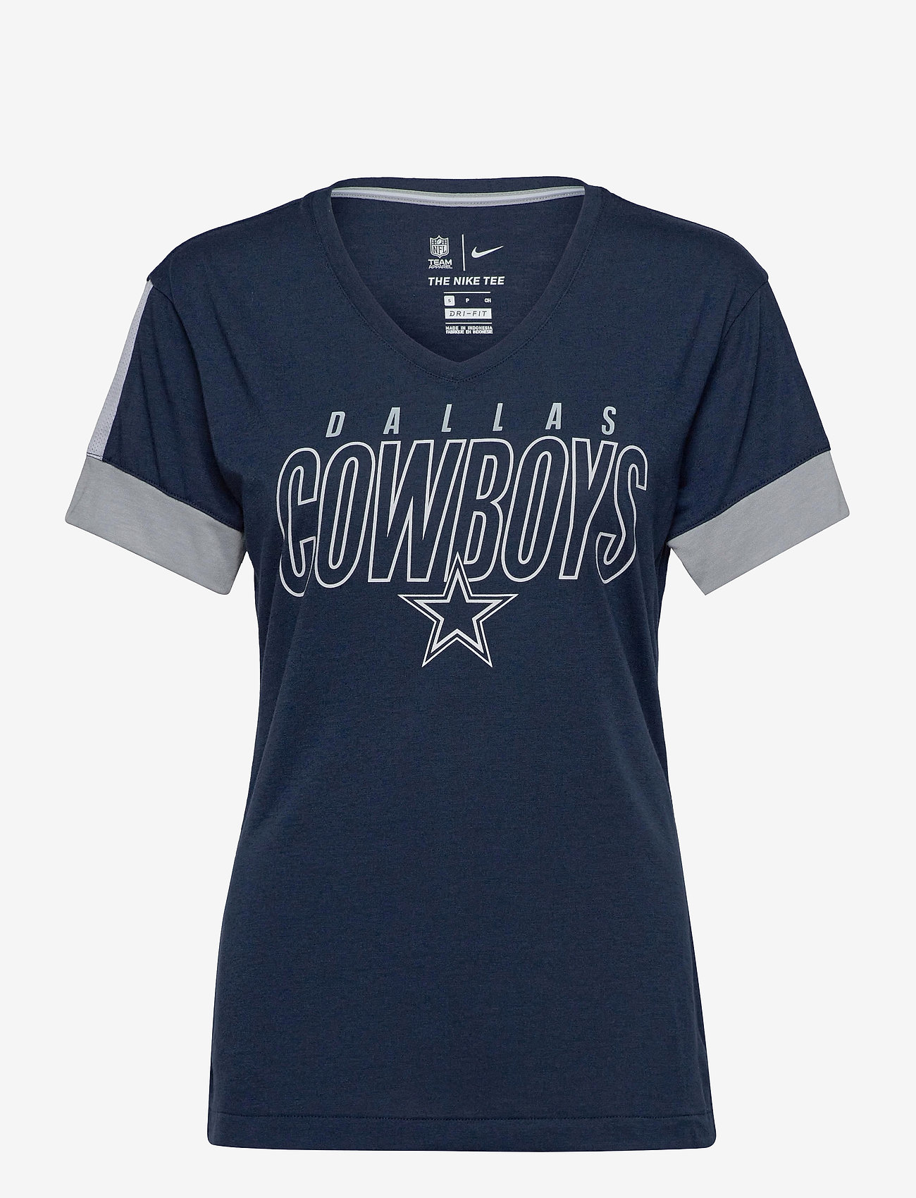 NIKE Fan Gear - Dallas Cowboys Nike Mascot Outline Fashion Tri-Blend Top - college navy / dark grey heather / white - 0